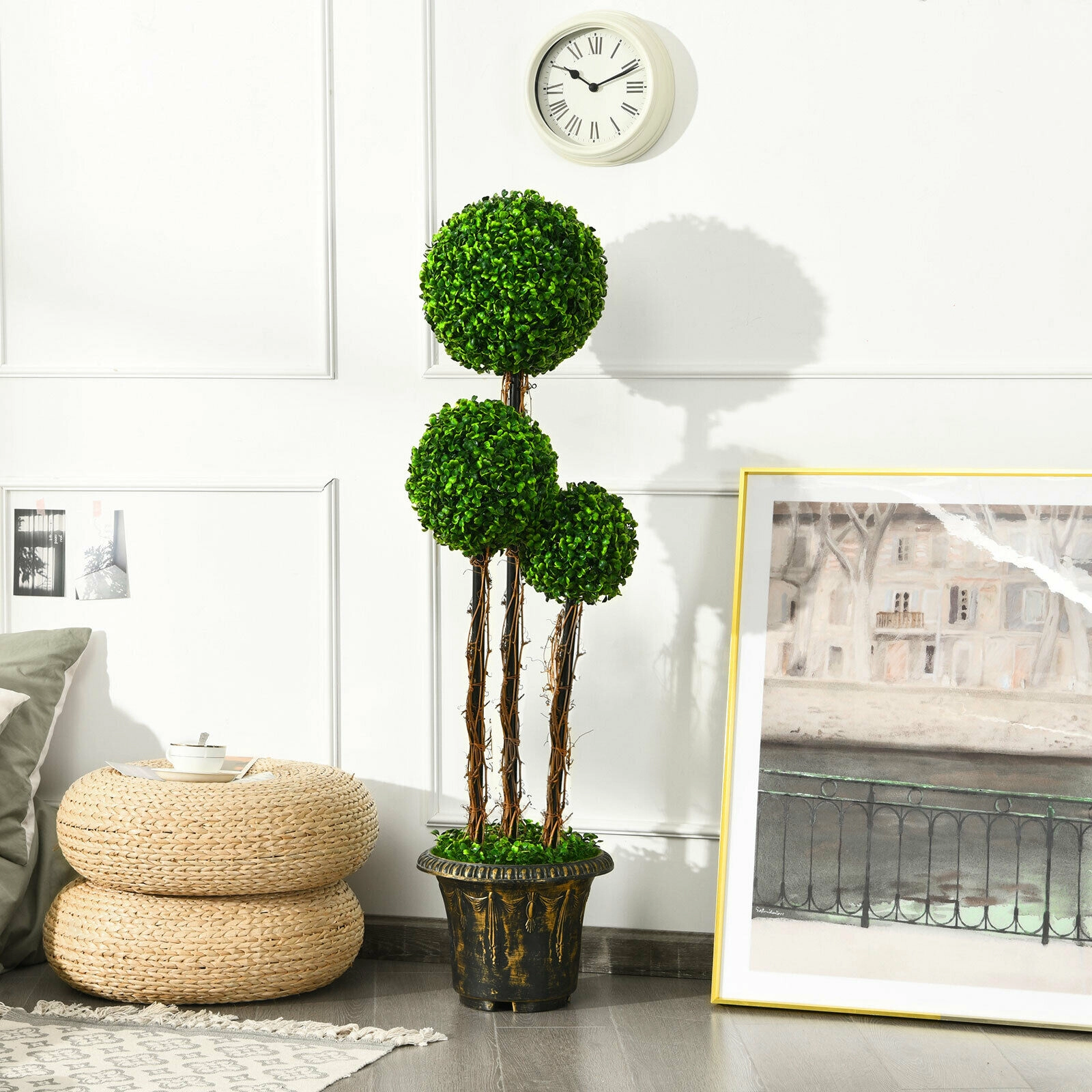 Slickblue 48-Inch Artificial Ficus Tree with Wood Rattan Trunk and Planter