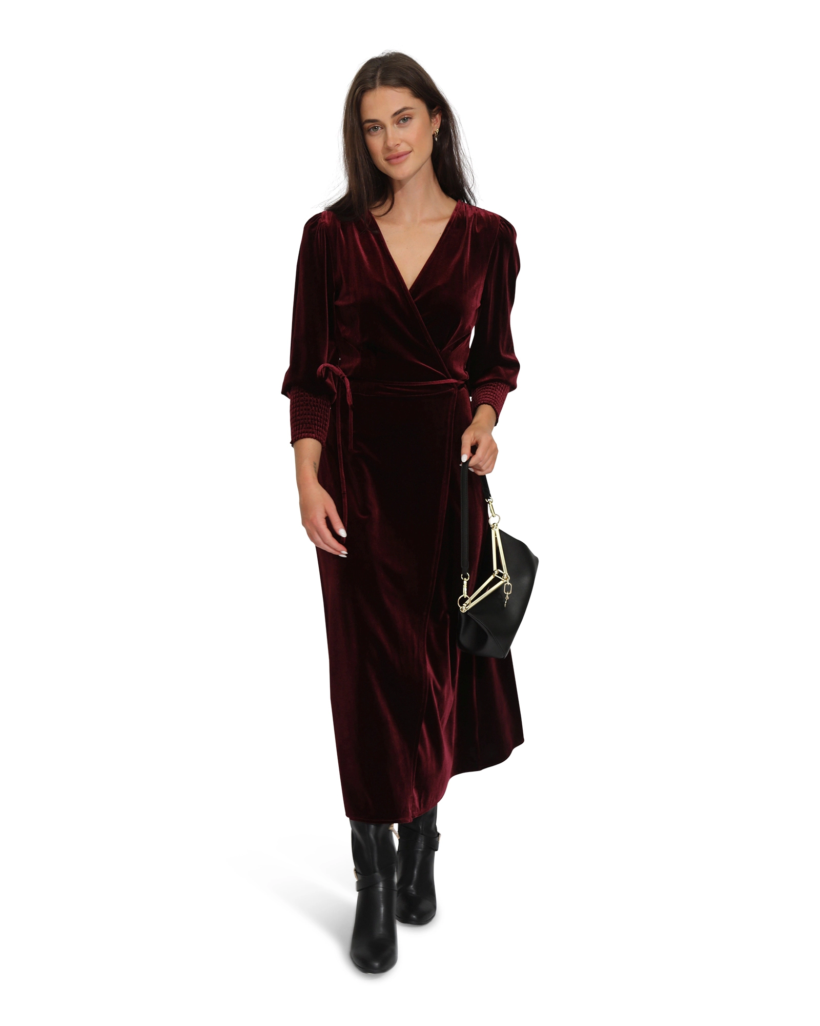 Belle & Bloom Womens Current Mood Velvet Wrap Dress