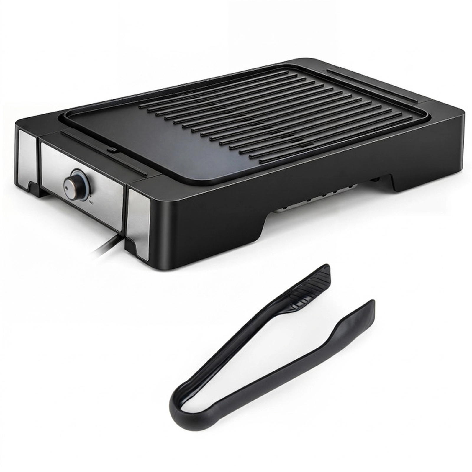 SUGIFT Black 2300W Indoor Electric Grill and Griddle with Nonstick Die Cast Aluminum Ribbed Flat Surface