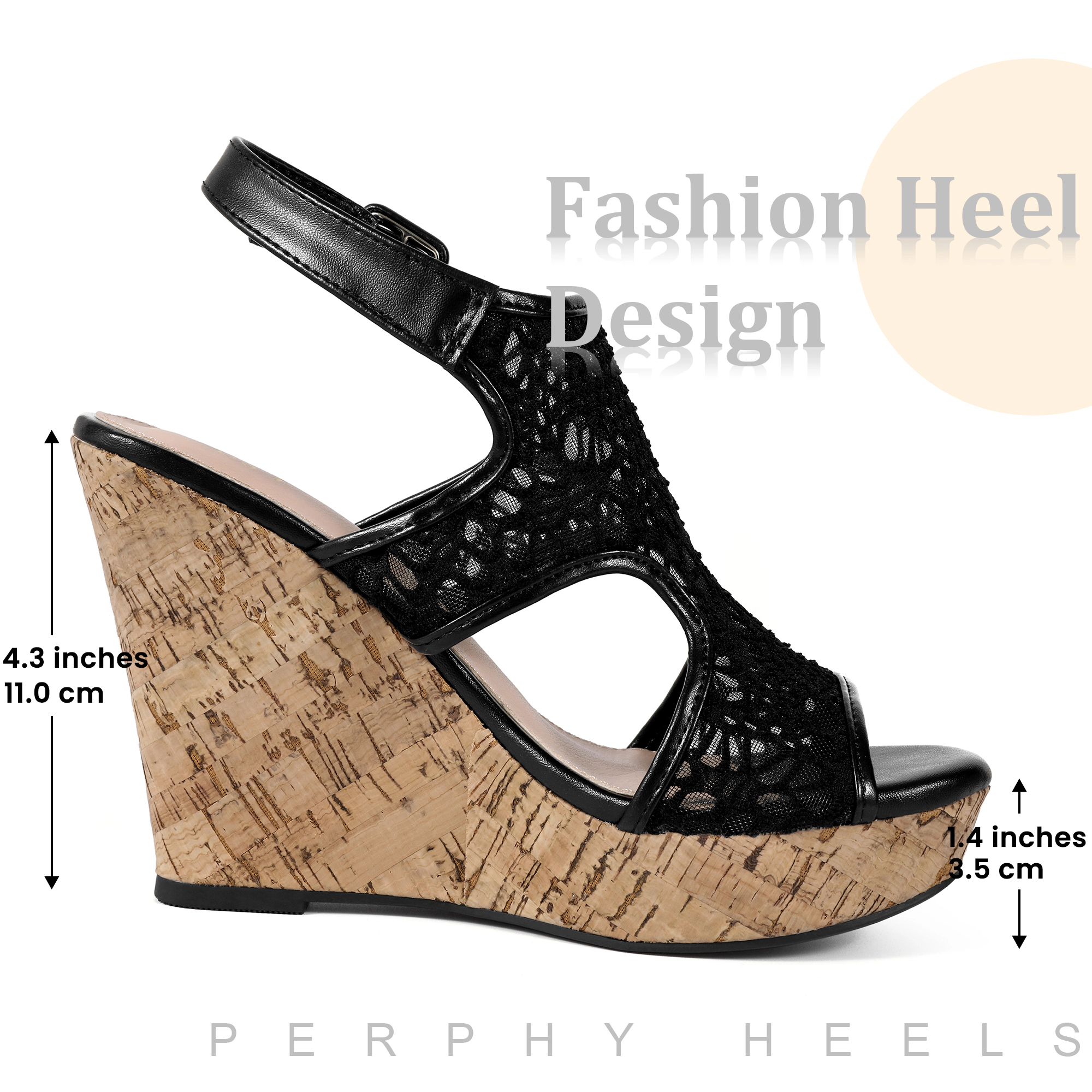 BLISSFUL STEP Women's Lace Open Toe Ankle Strap Platform Wedges Heel Sandals