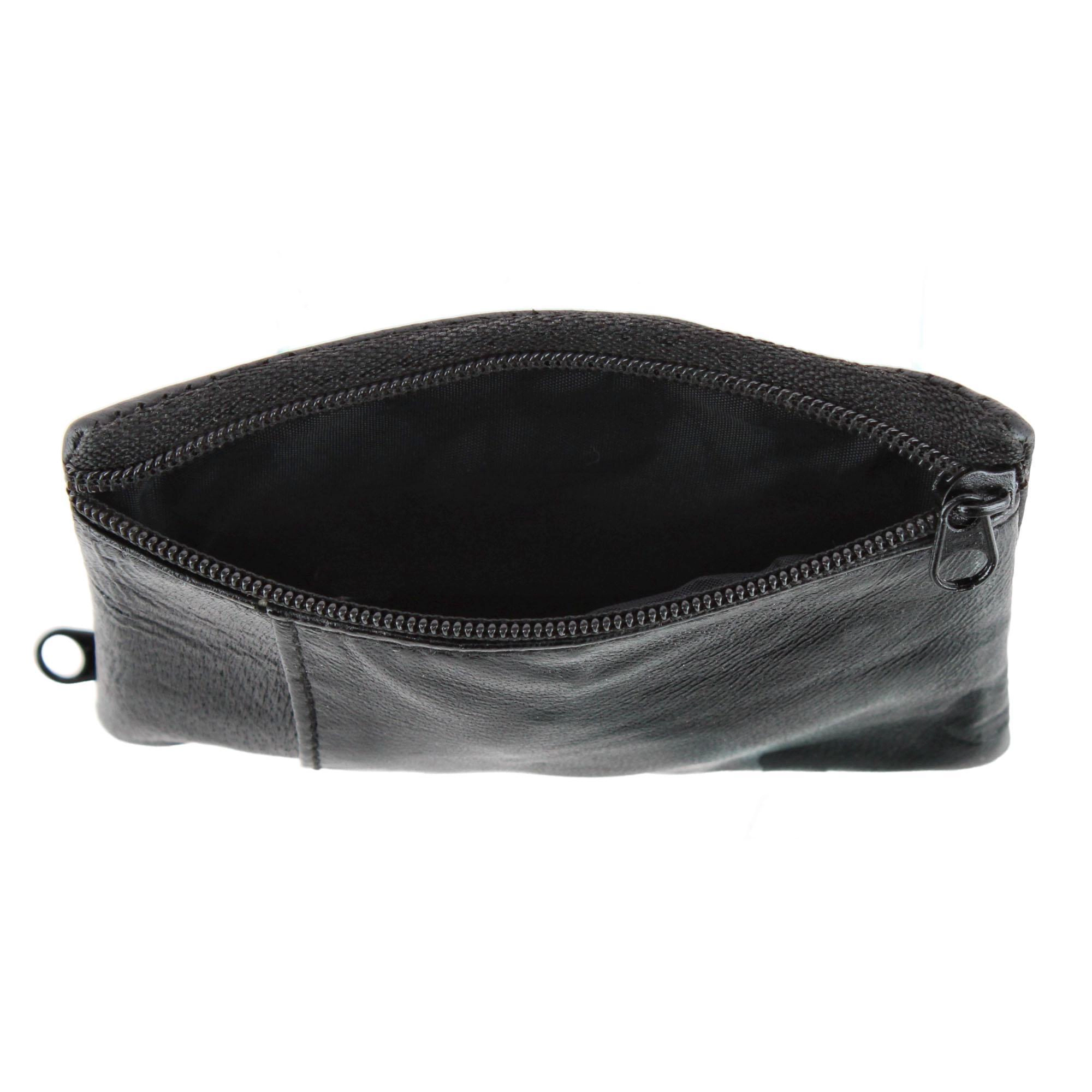 CTM Leather Zipper RFID Coin Pouch Wallet with ID Window & Key Ring