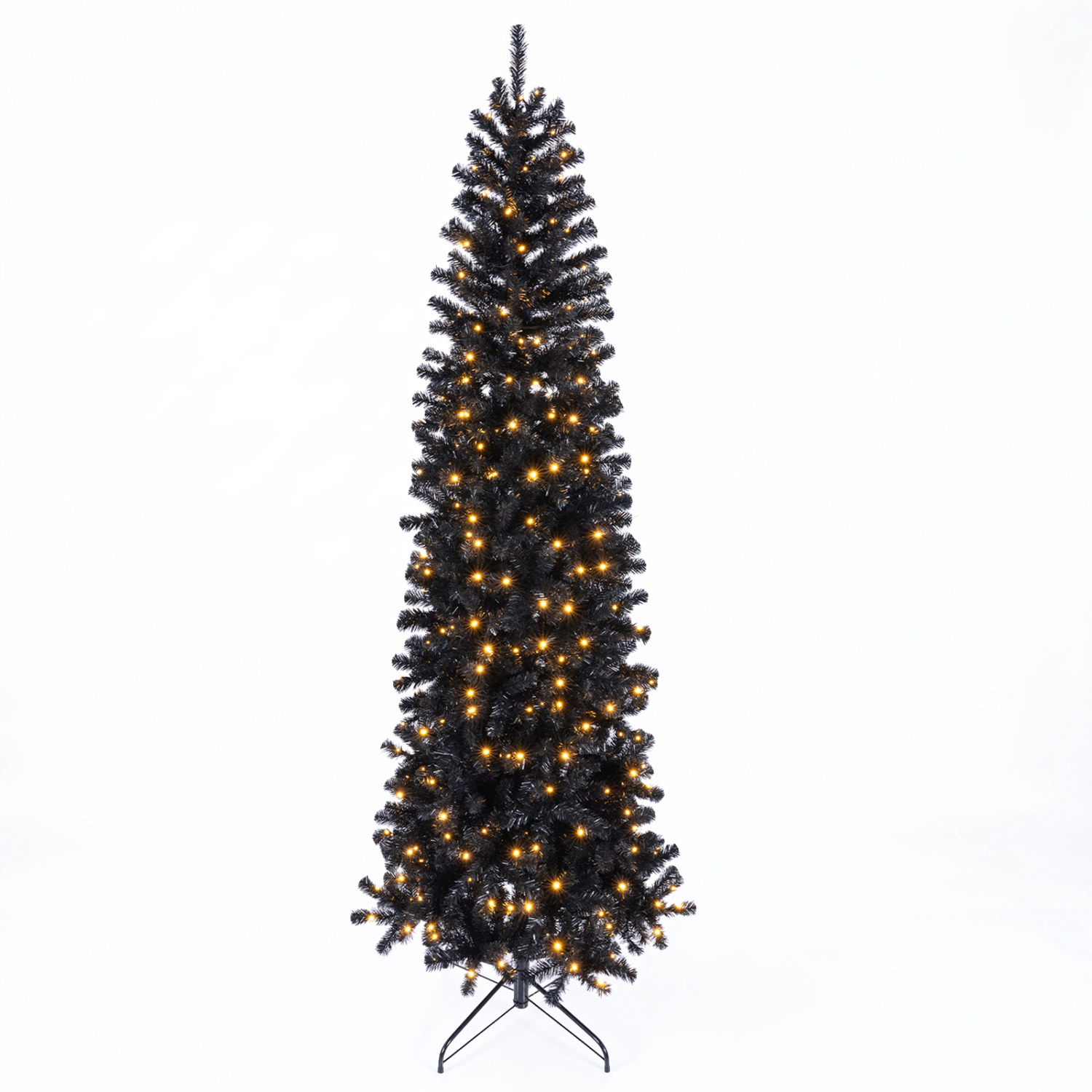 LJG Slim Pencil Hinged Christmas Tree with Branch Tips and 8 Lighting Modes