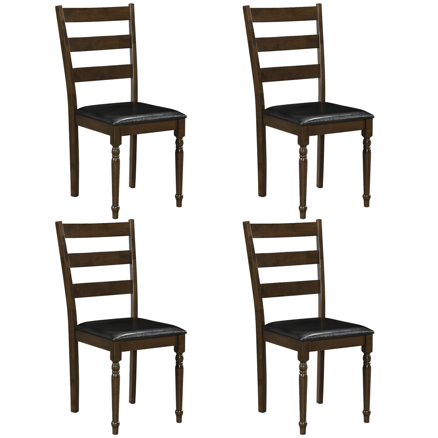 LJG Farmhouse PU Leather Upholstered Dining Chairs Set of