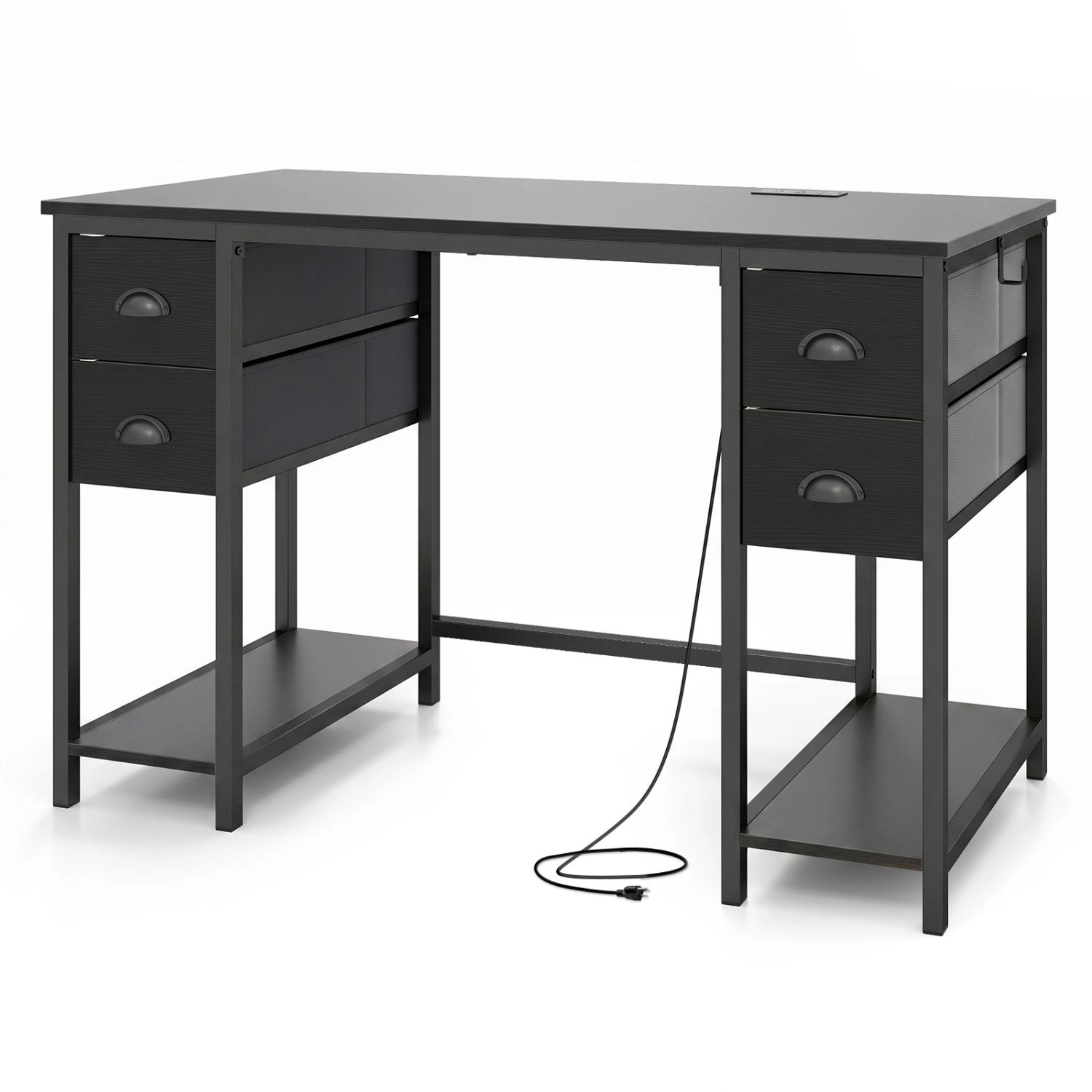 SlickBlue 48 Inch Computer Desk with Power Outlet and Drawers