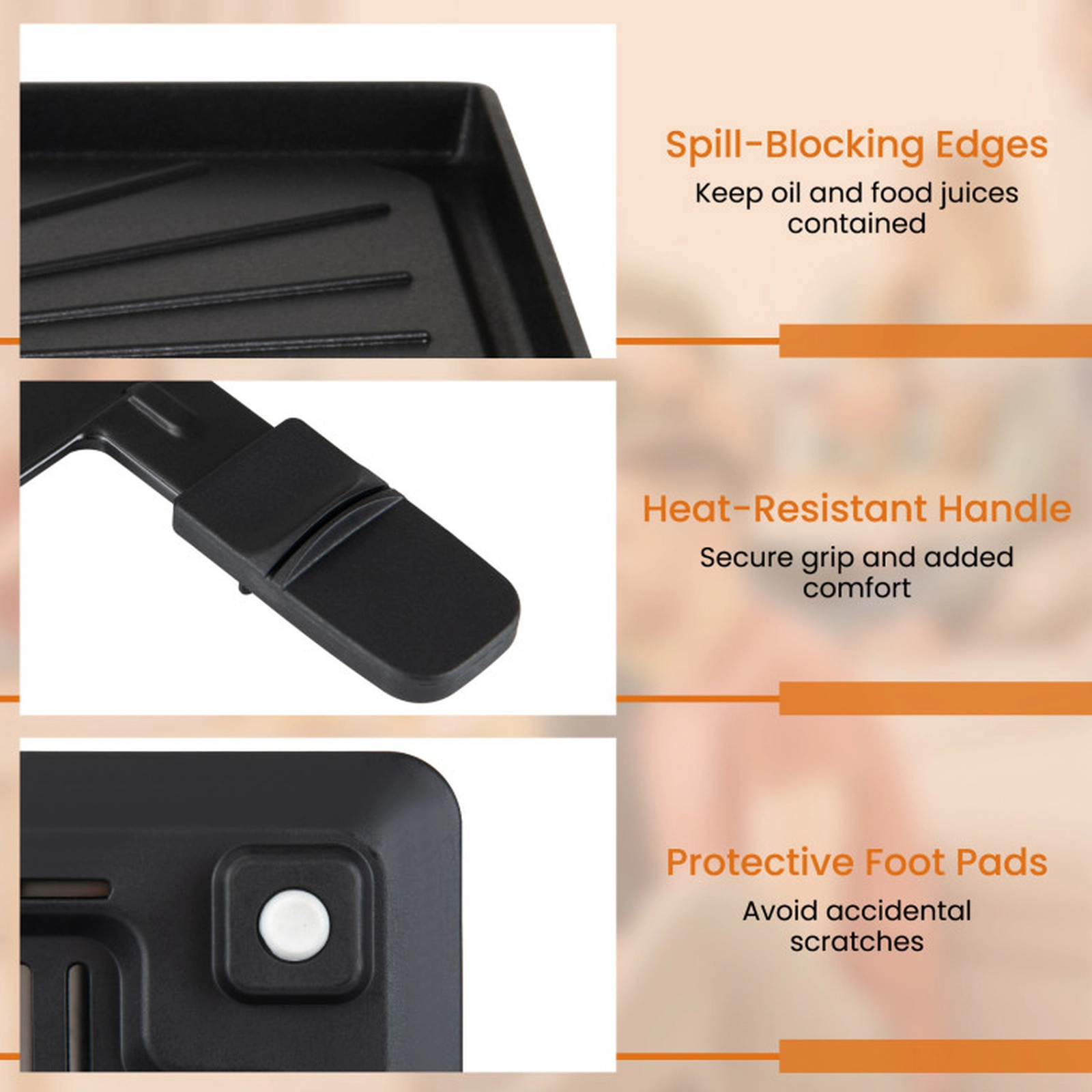 SUGIFT Black 1800W Raclette Table Grill for 8 with Fondue Pot Set Dual Thermostats and 26 Accessories