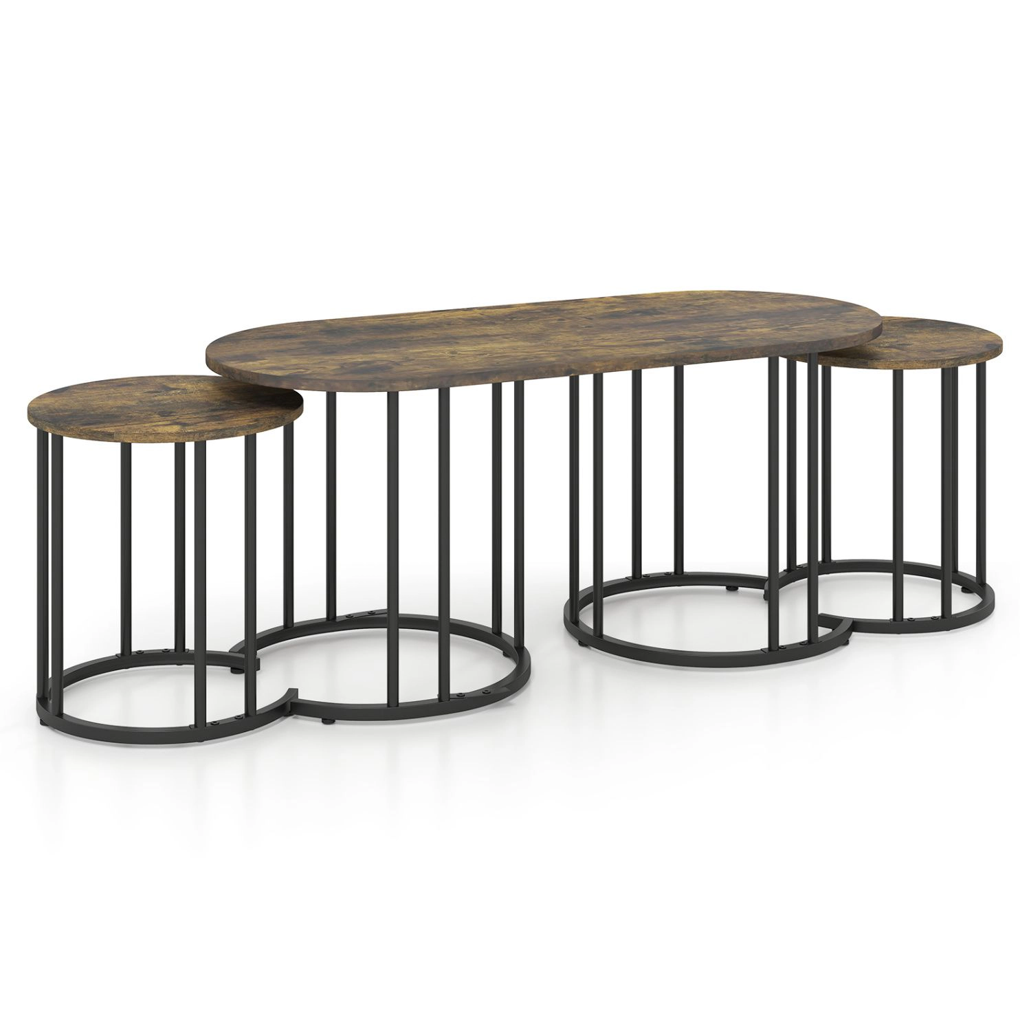 SlickBlue Living Room Nesting Table Set of 3 with Storage Surface