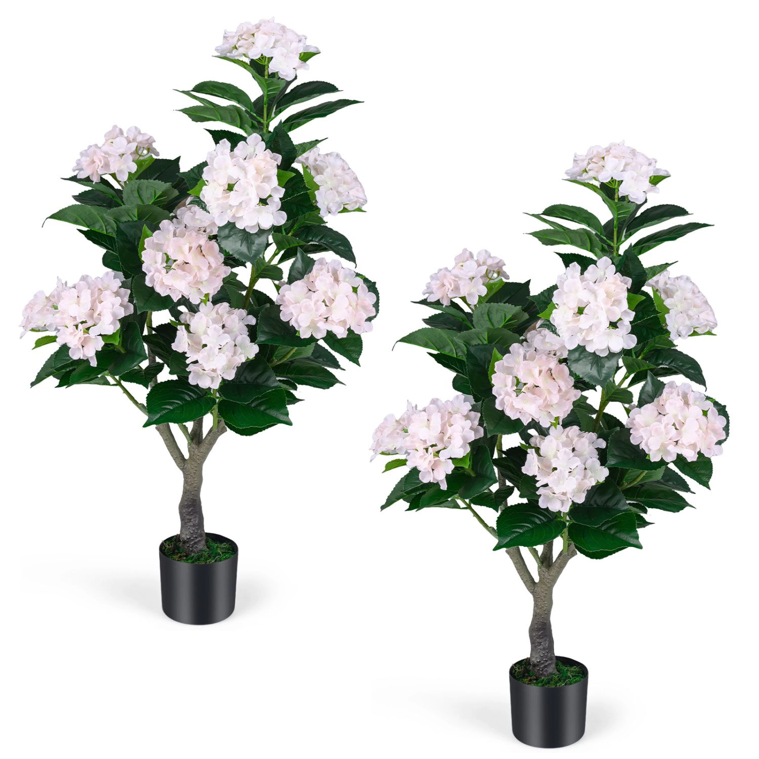 Slickblue Artificial Hydrangea Tree with Cement Pot for Home Decor
