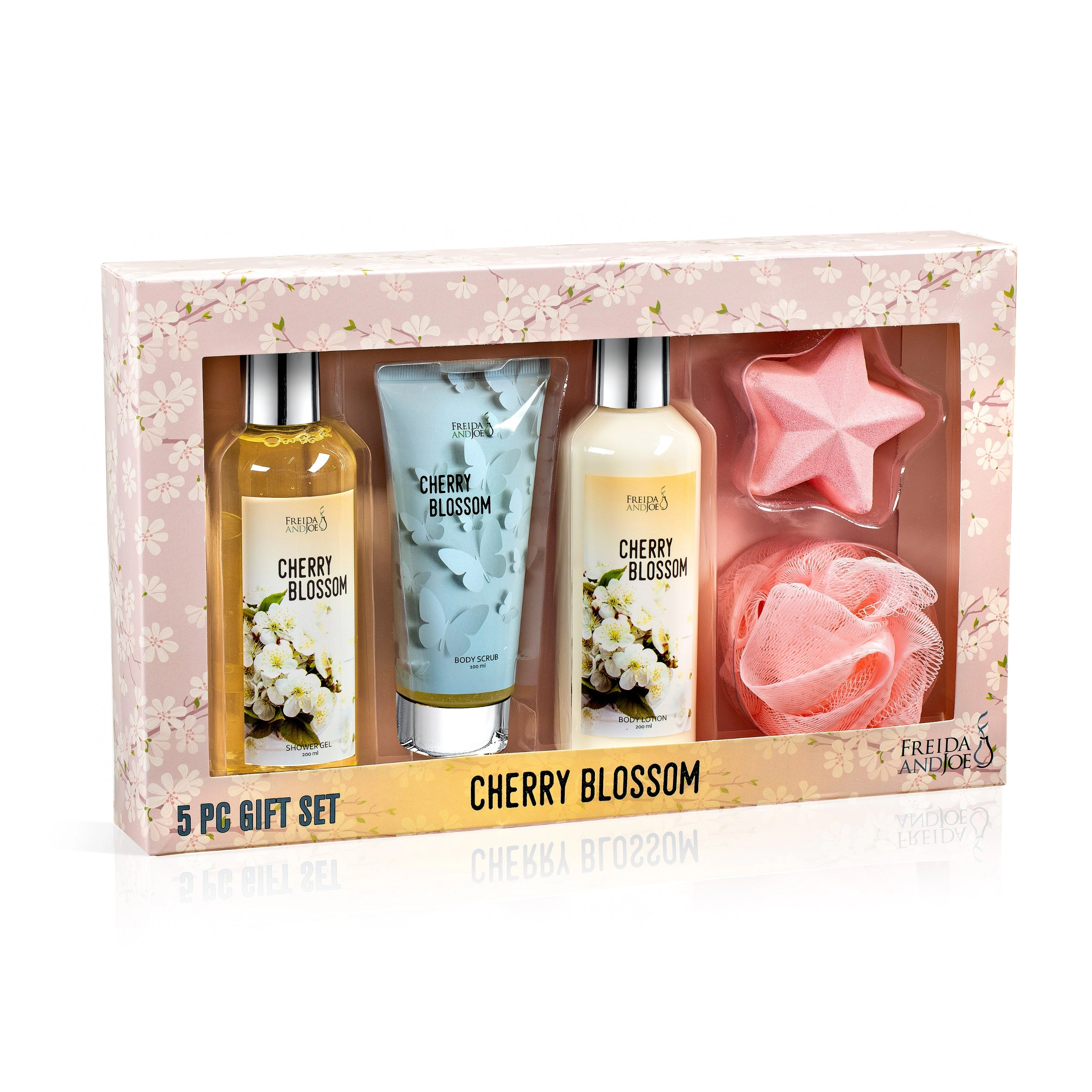 Freida and Joe  Women Cherry Blossom Spa Gift Box For Her Bath and Body Self-care Gift Set