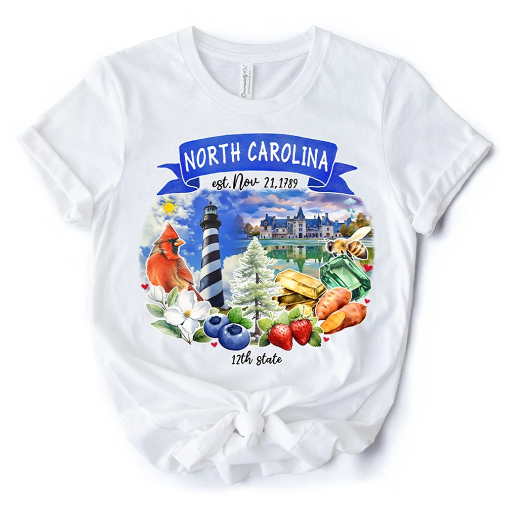 OrnamentallyYou Unisex Artistic North Carolina State Themes And Landmarks T-Shirt