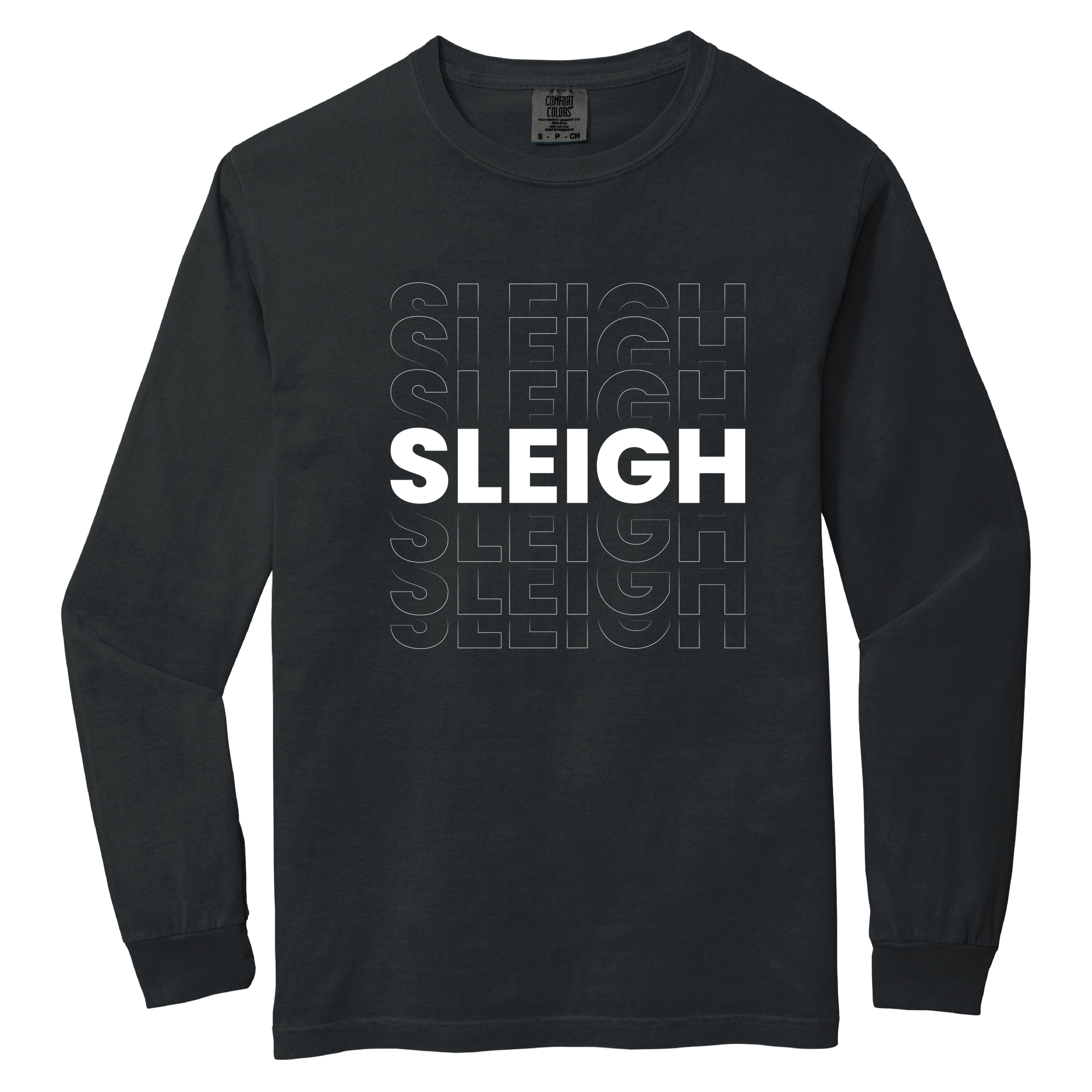 Simply Sage Market - Women's Garment Dyed Long Sleeve Graphic T-Shirt Sleigh Bold Stacked