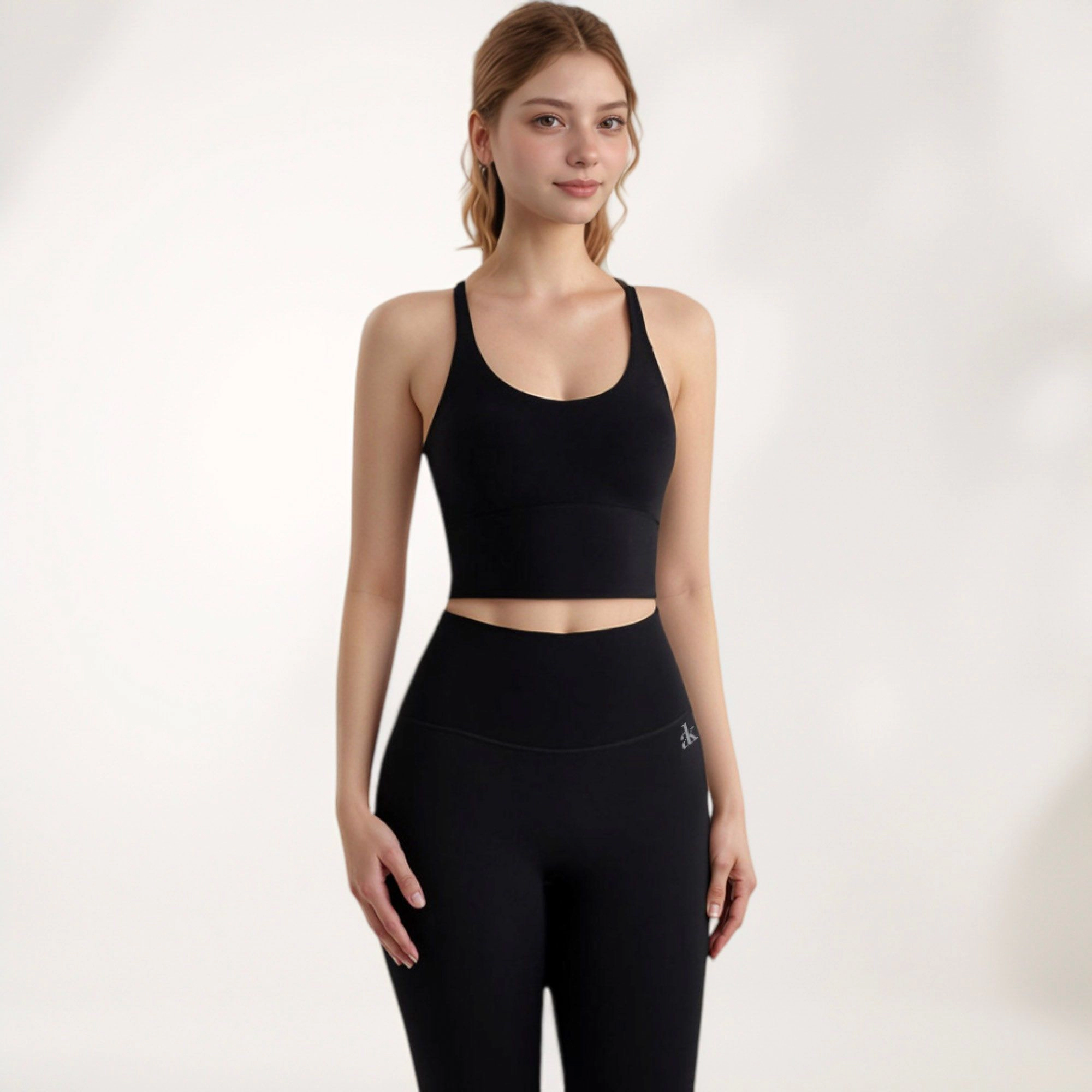 Anna-Kaci Women's Longline Sports Bra with Scoop Neck and Thin Strap Design for Yoga Low Impact Workouts