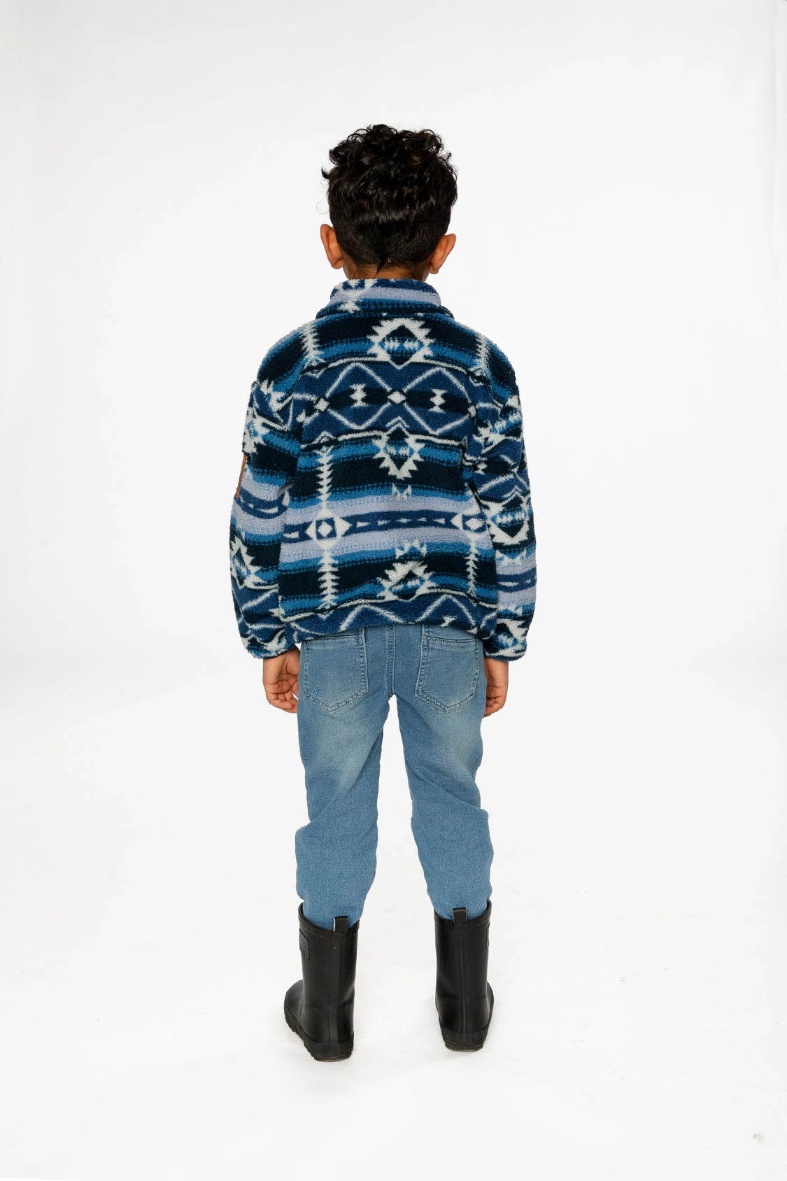 Deux par Boys Aztec Pattern Mid-Season Plush Pullover Jacket