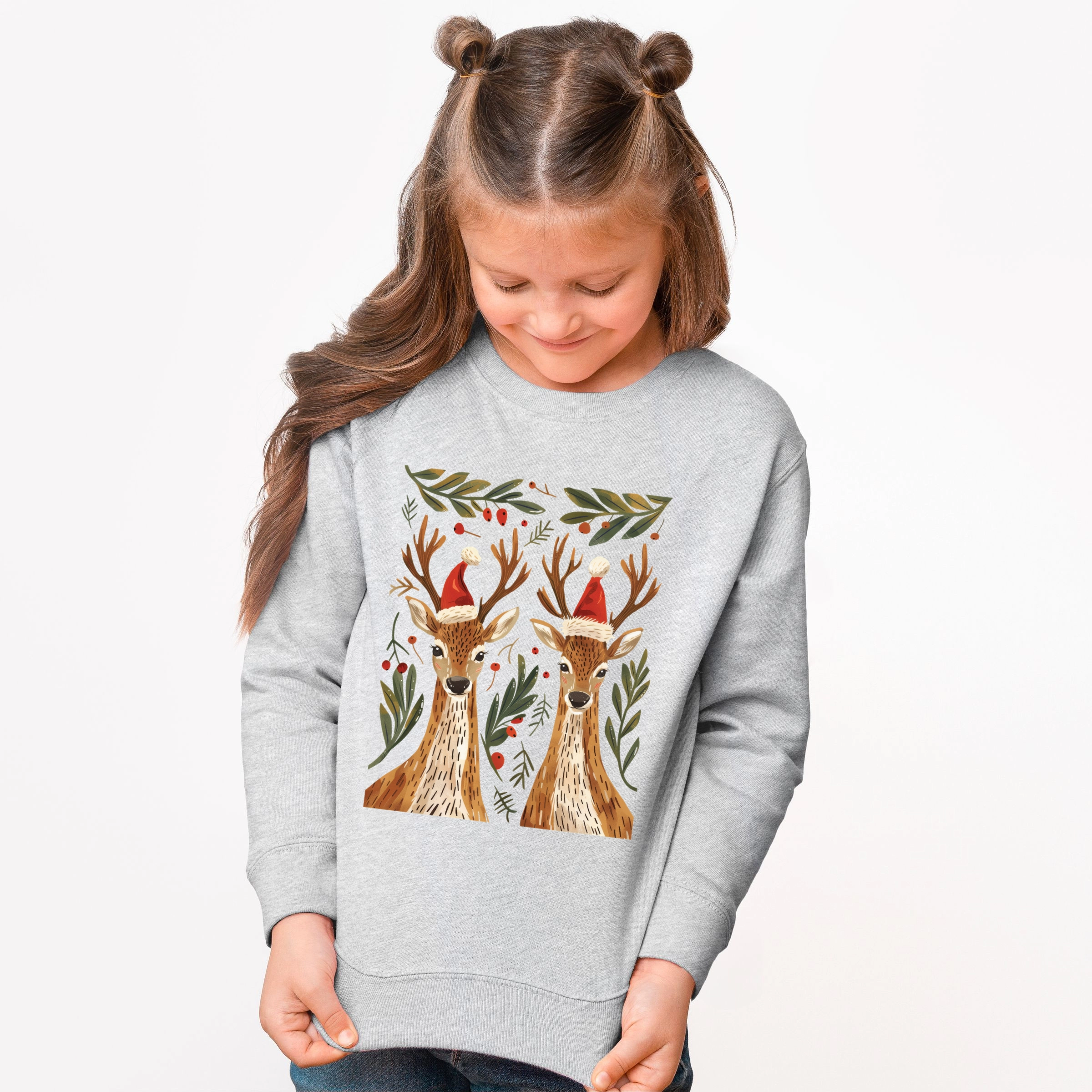 The Juniper Shop - Youth Graphic Sweatshirt Christmas Deer Pair