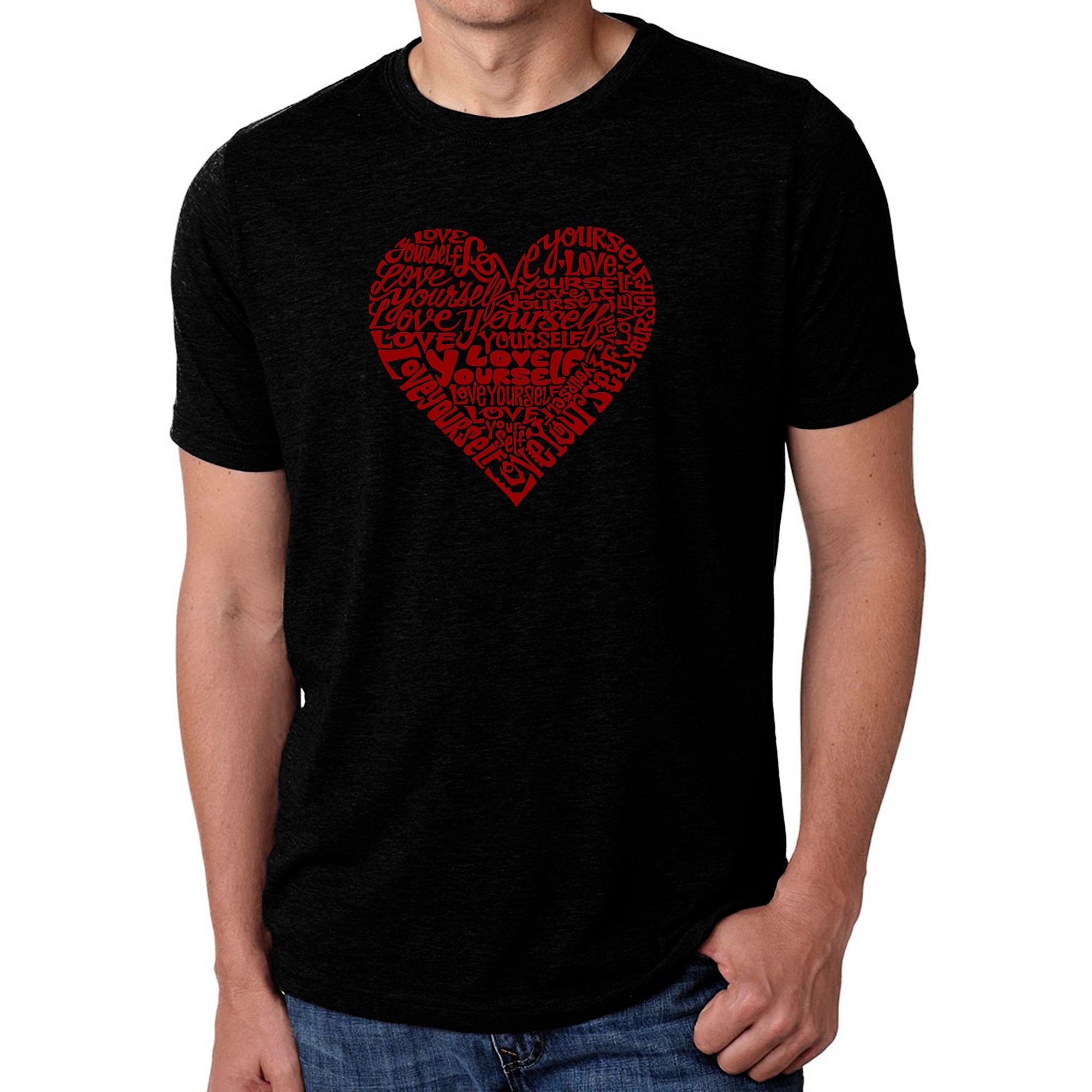 LA Pop Art Men's Cotton/Poly Word T-Shirt - Love Yourself
