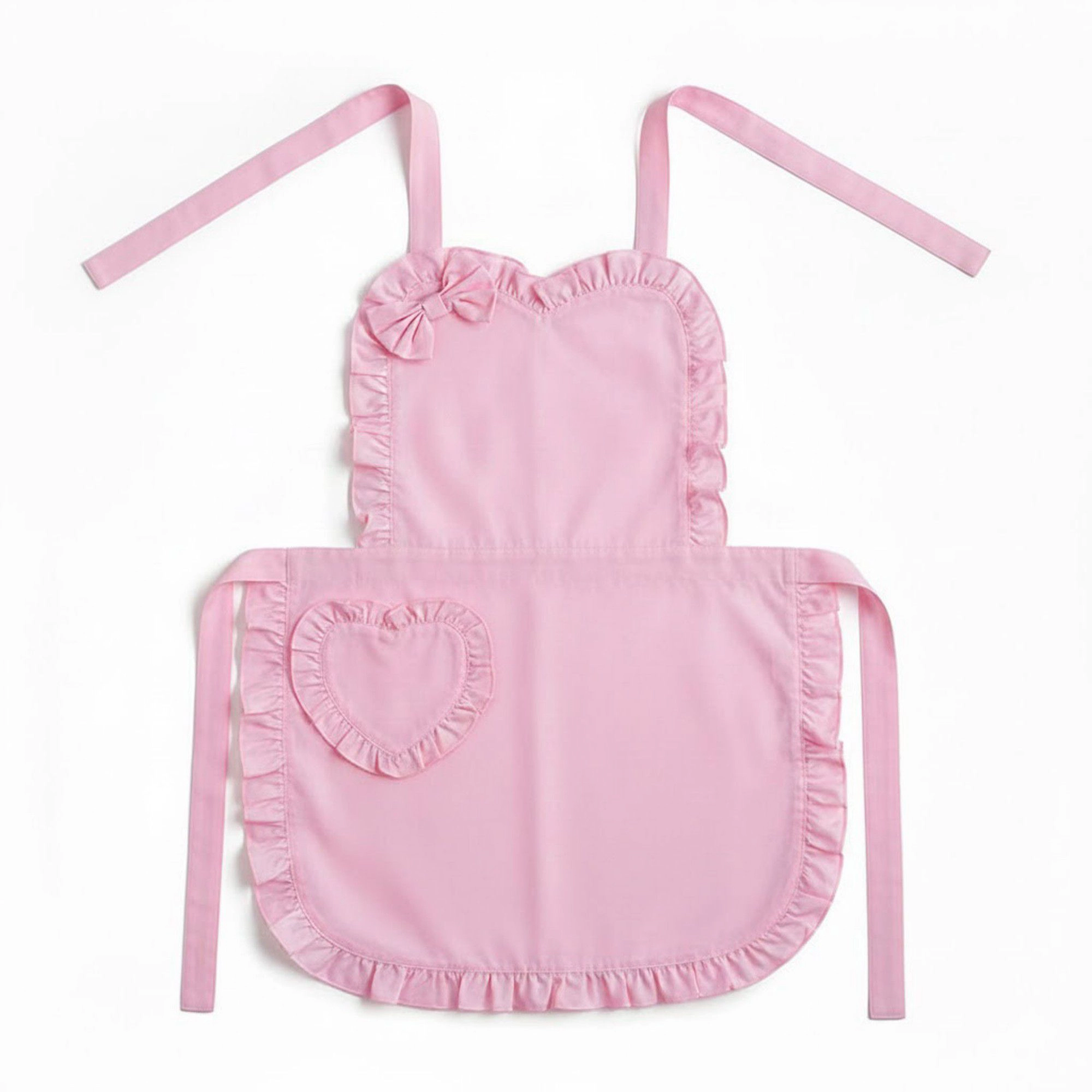 Alilang Unisex Ruffle Trim Valentine Heart Pocket Kitchen Apron with Adjustable Neck and Waist Ties