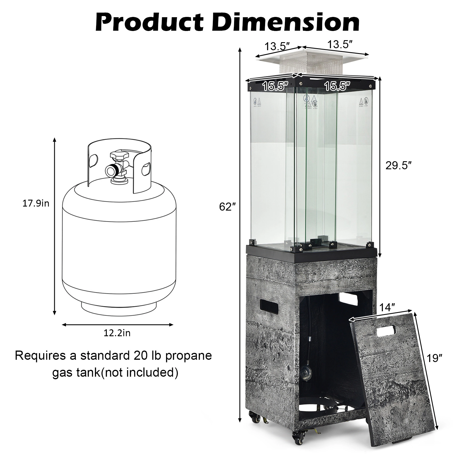 LJG 41 000 BTU Propane Patio Heater with Metal Hood