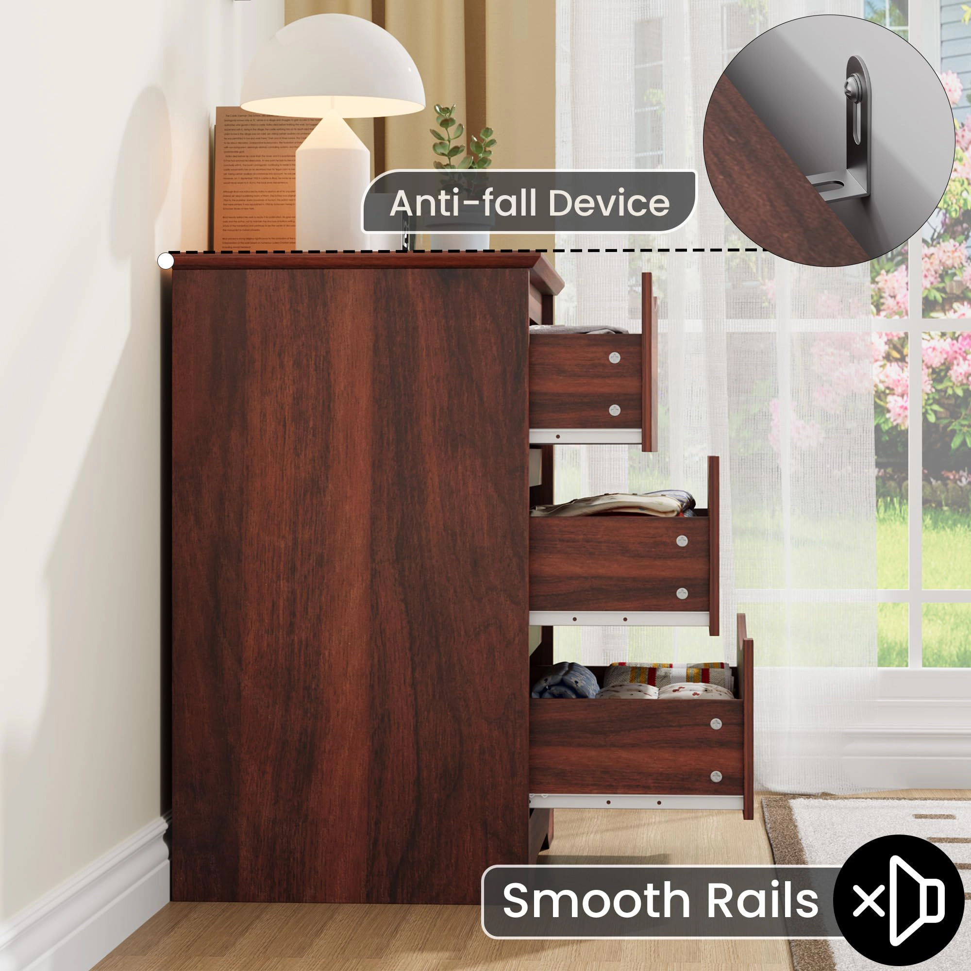 3 Drawer Dresser with Hidden Handles, 29.5" Tall Wooden Storage Chest for Bedroom Living Room Hallway