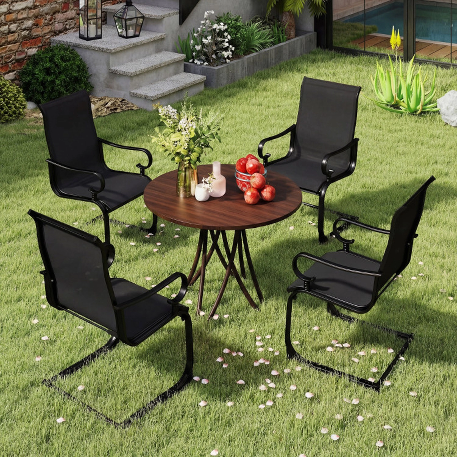 SUGIFT Set of 2 Outdoor Metal Rocking Patio Chairs with Breathable Fabric