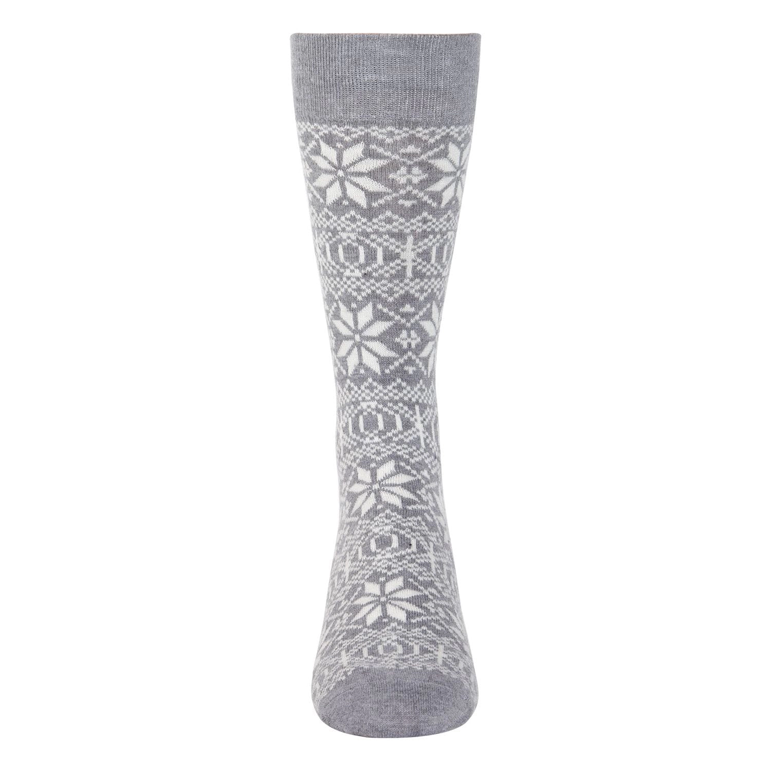 MeMoi Men's Snowflake Luxuriously Soft Cashmere Blend Crew Socks