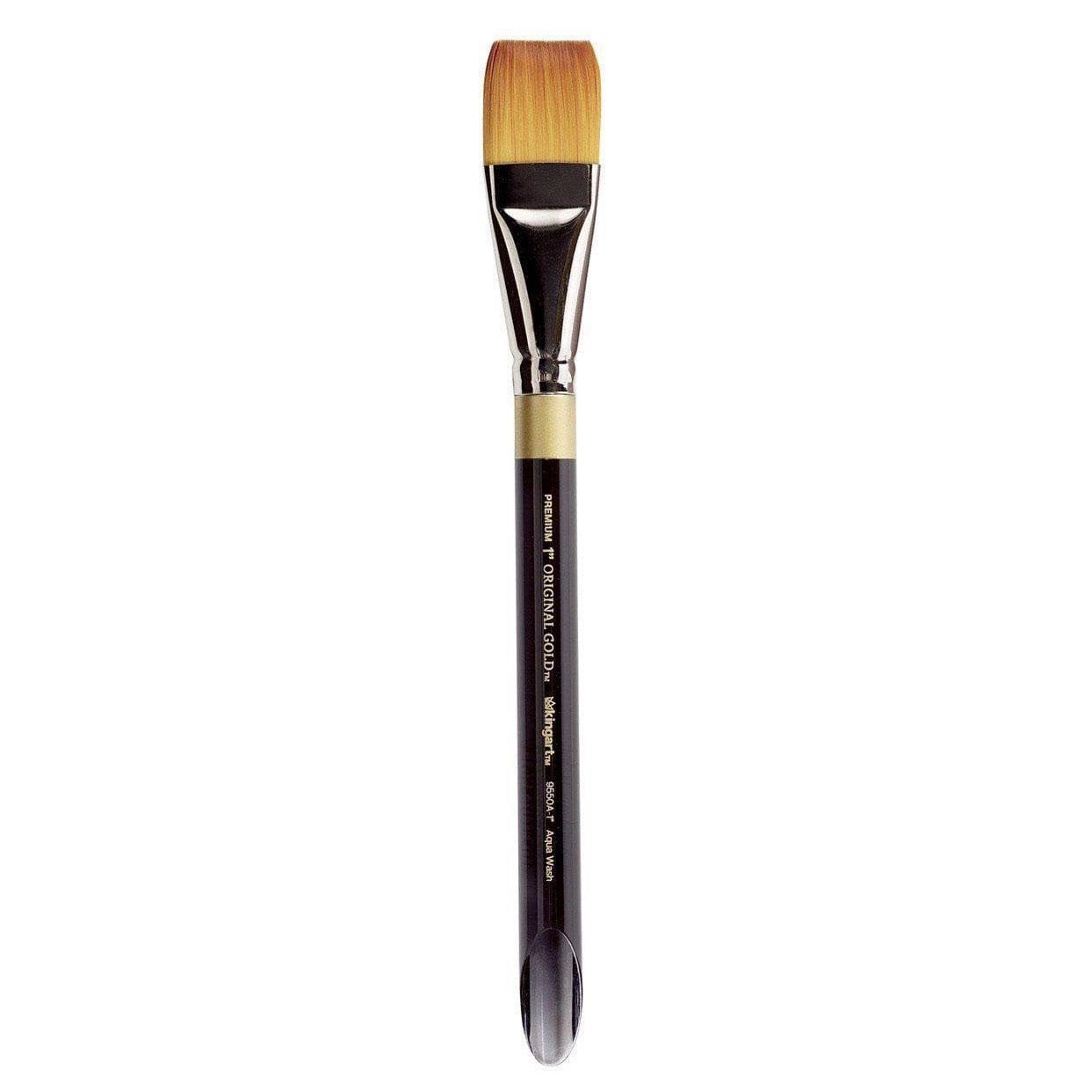 KINGART Original Gold 9550A Square Wash Brush - Acrylic Handle Golden Taklon