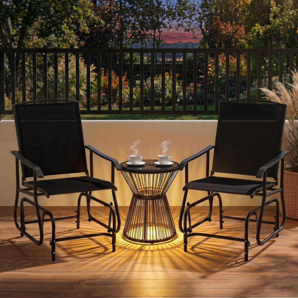 Hivvago Outdoor Glider Chair With Metal Frame And Armrests
