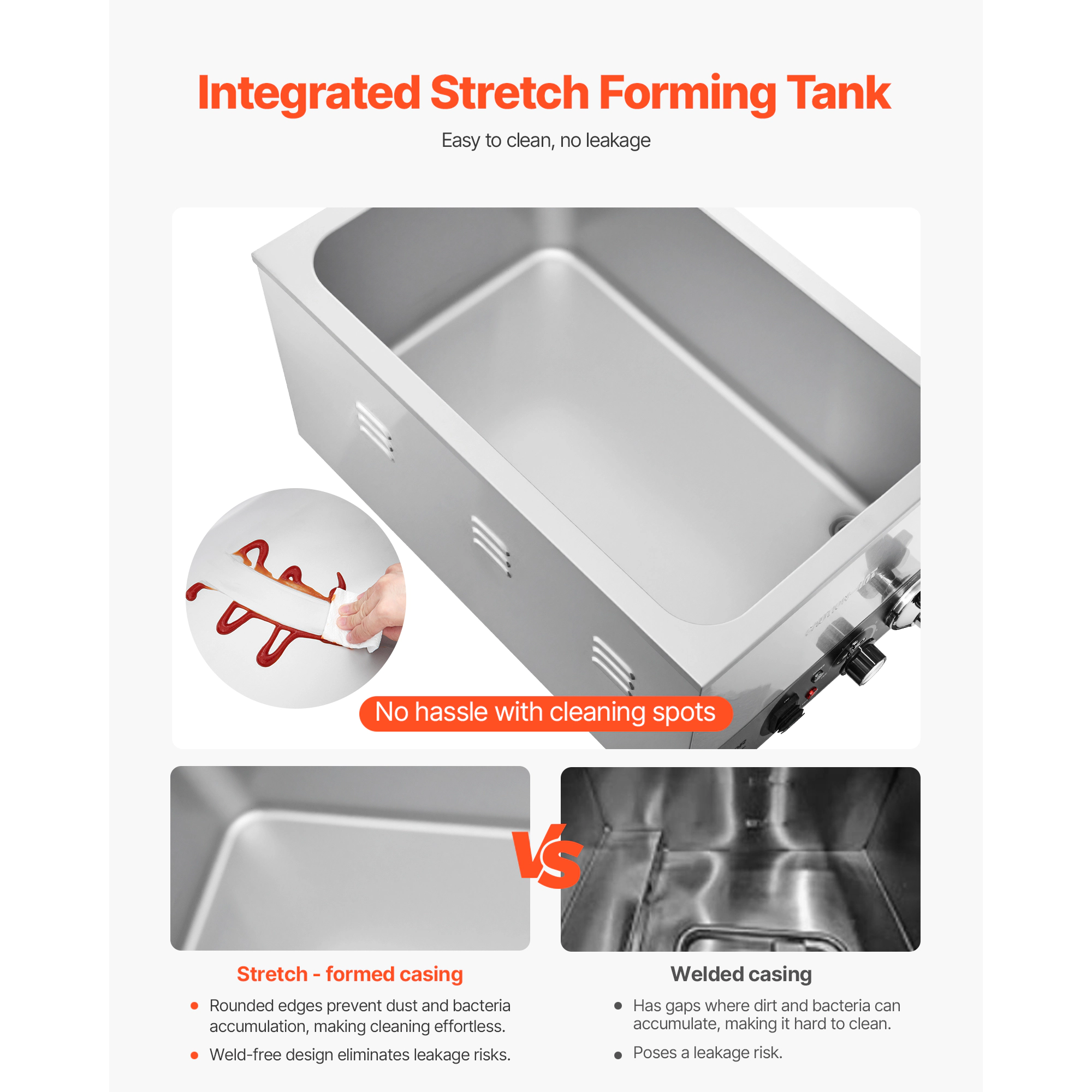 HONGGE Commercial Food Warmer, Electric Stainless Steel Steam Food Warmer