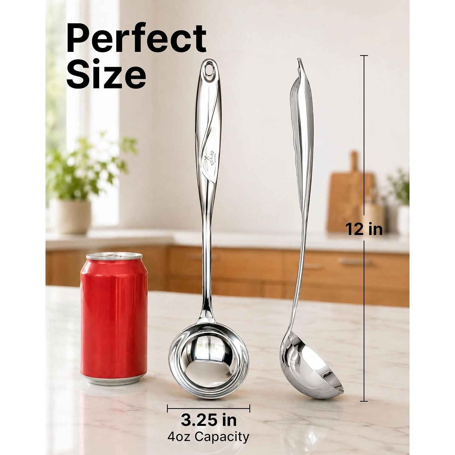 Zulay Kitchen Stainless Steel Soup Ladle - 13” Large Ladle for Soups, Stews & Sauces