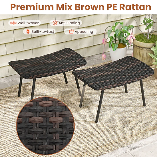 Hivvago Patio Ottoman Seating Set with Metal Legs