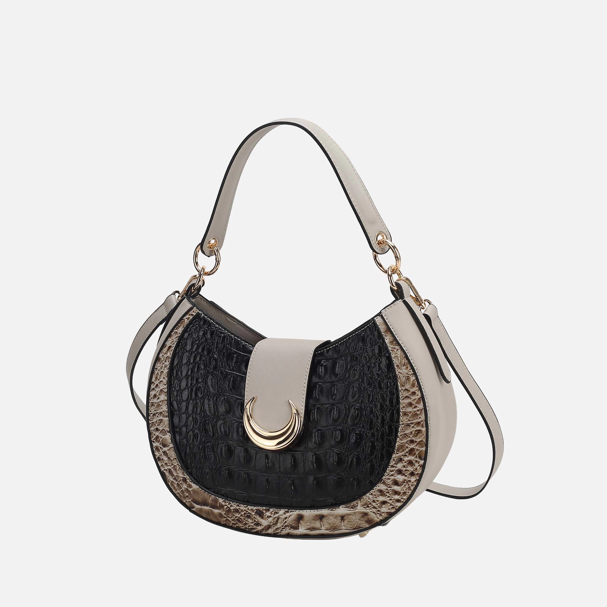 Mia K Collection Jain Croc-Embossed Faux Leather Shoulder Bag