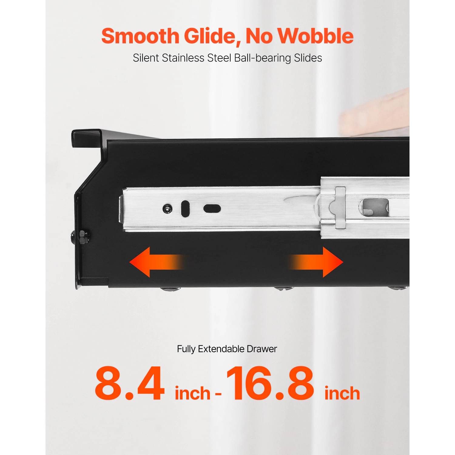 HONGGE Under Desk Drawer Slide Out Under Desk Mounted Pull-out Drawer Attachment Hidden Desktop Storage Organizer Under