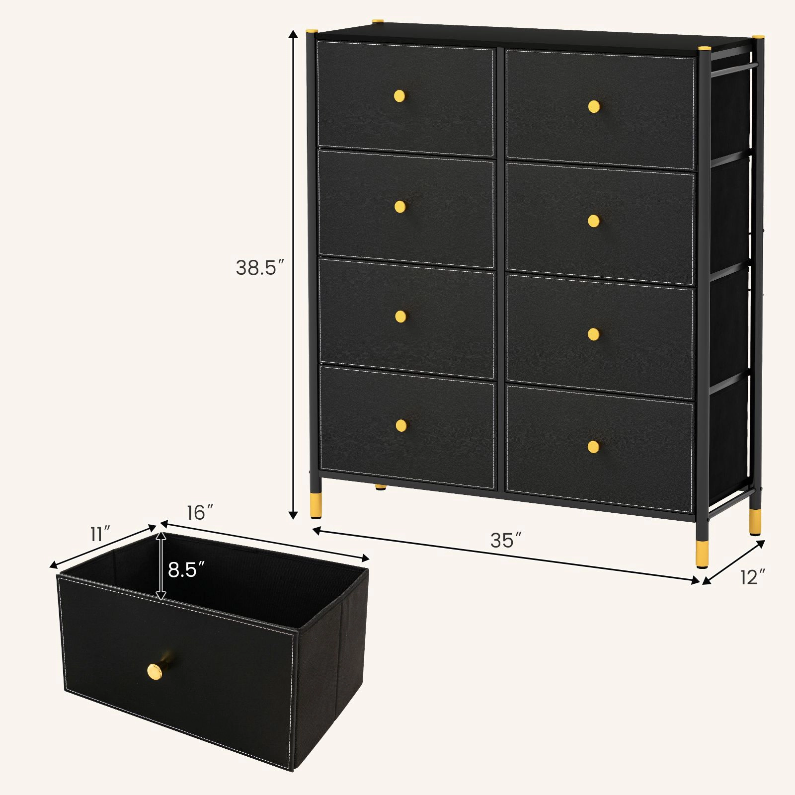 SlickBlue 8-Drawer Storage Dresser with Foldable Fabric Drawers