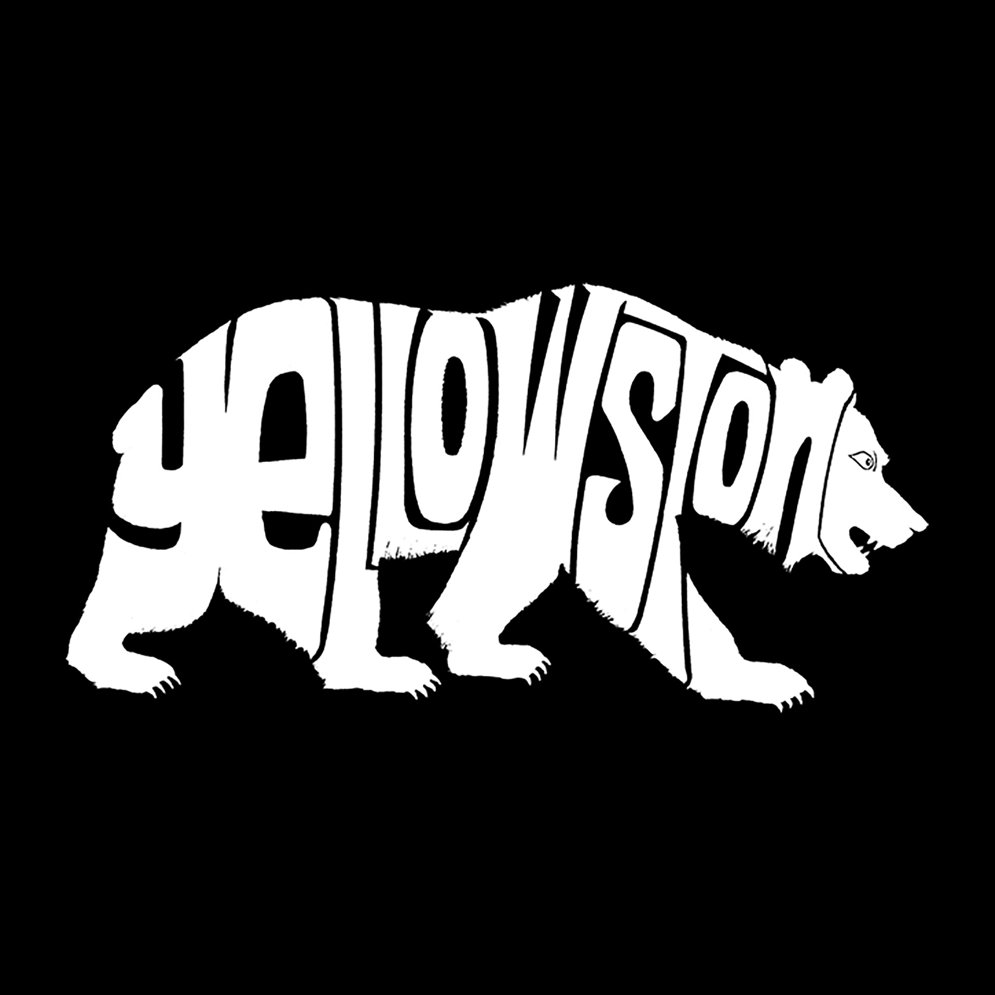 LA Pop Art Men's Yellowstone Bear Word T-Shirt