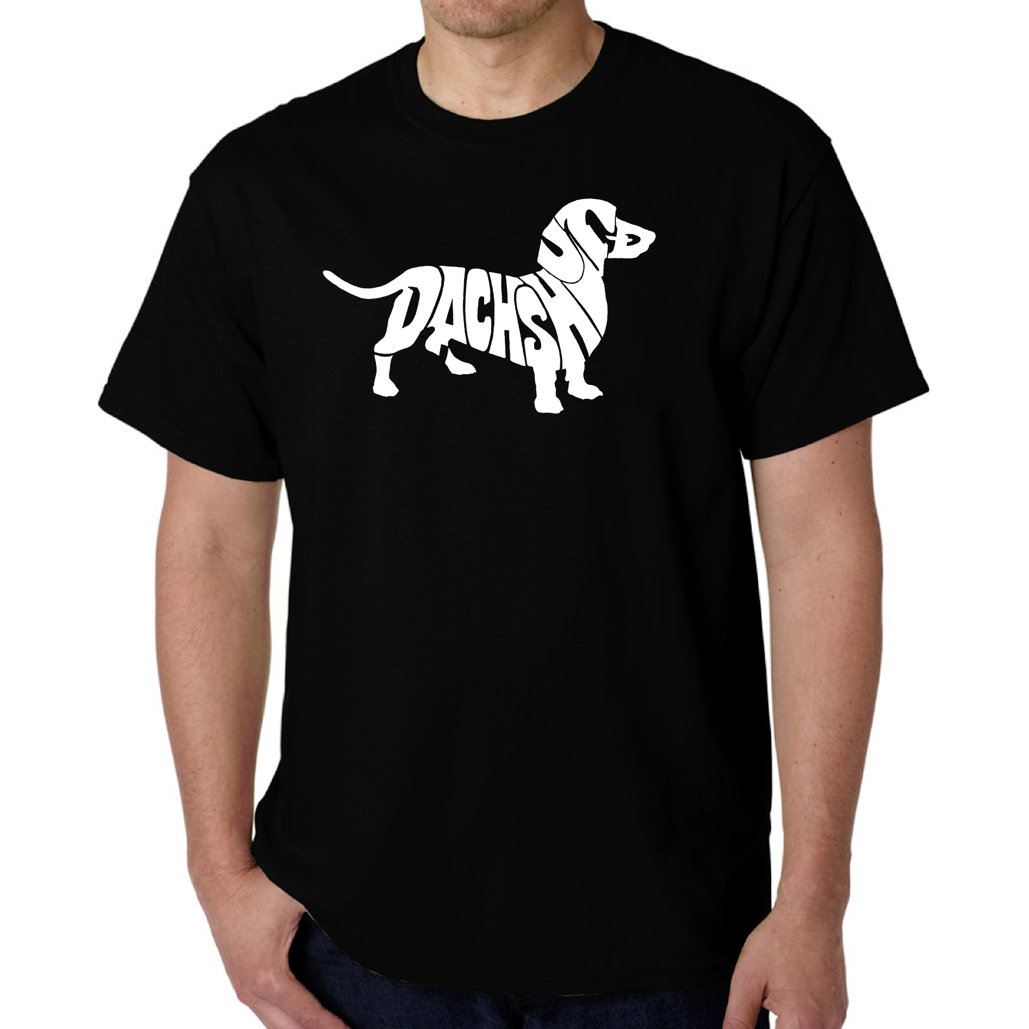 LA Pop Art Men's Dachshund Word T-Shirt