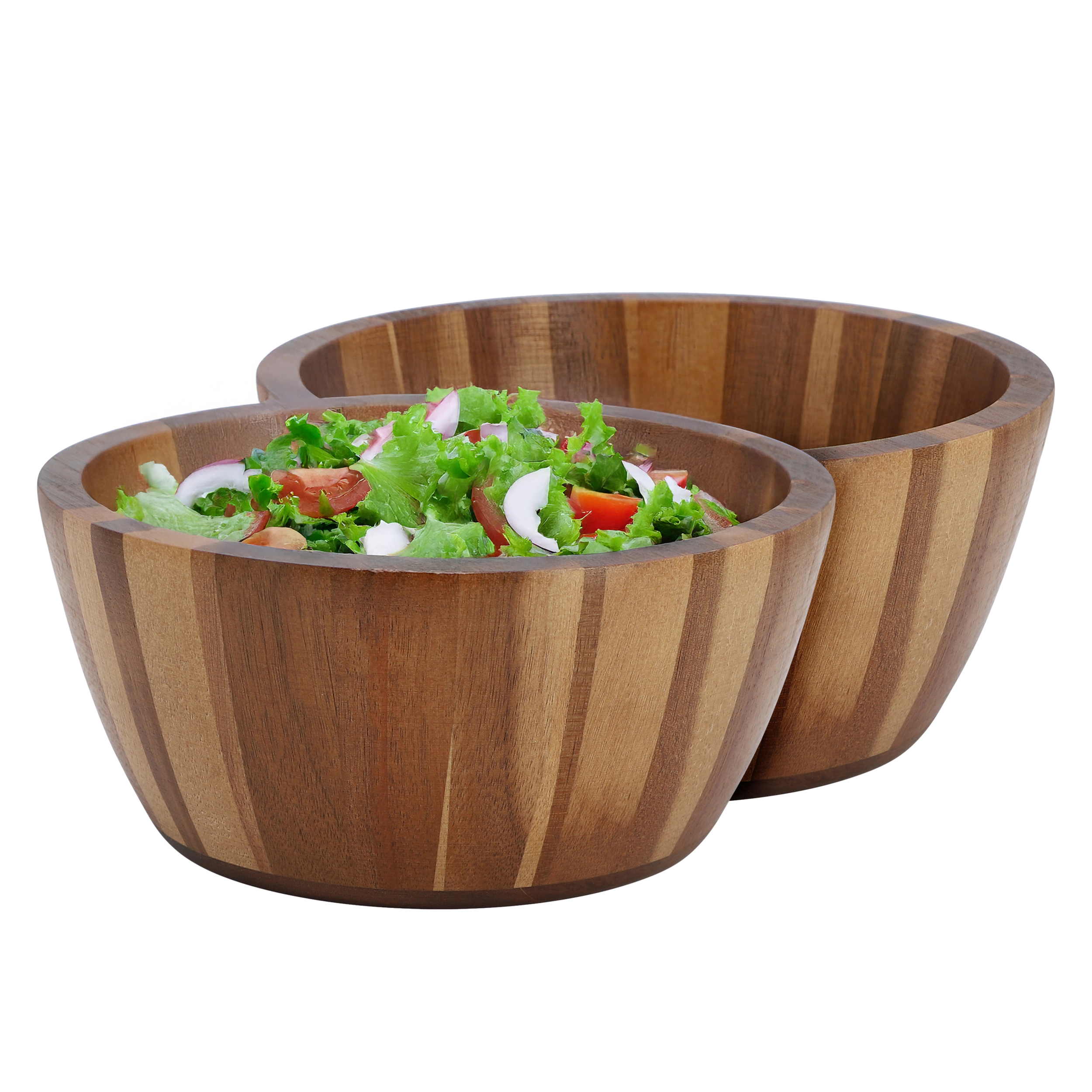 MegaChef 2 Piece 8.5 Inch Acacia Wood Salad Bowl Set