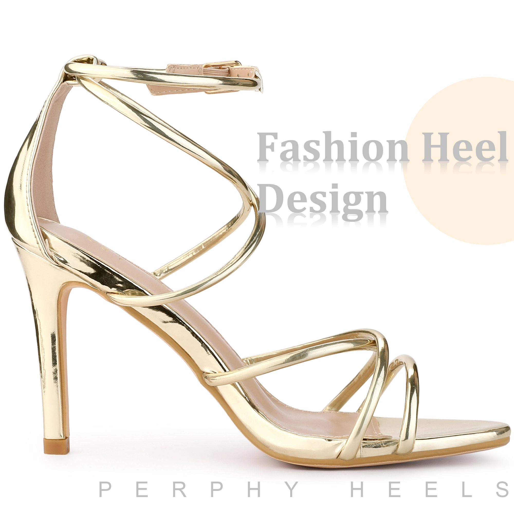 BLISSFUL STEP Women's Party Crisscross Strappy Open Toe Stiletto Heel Sandals