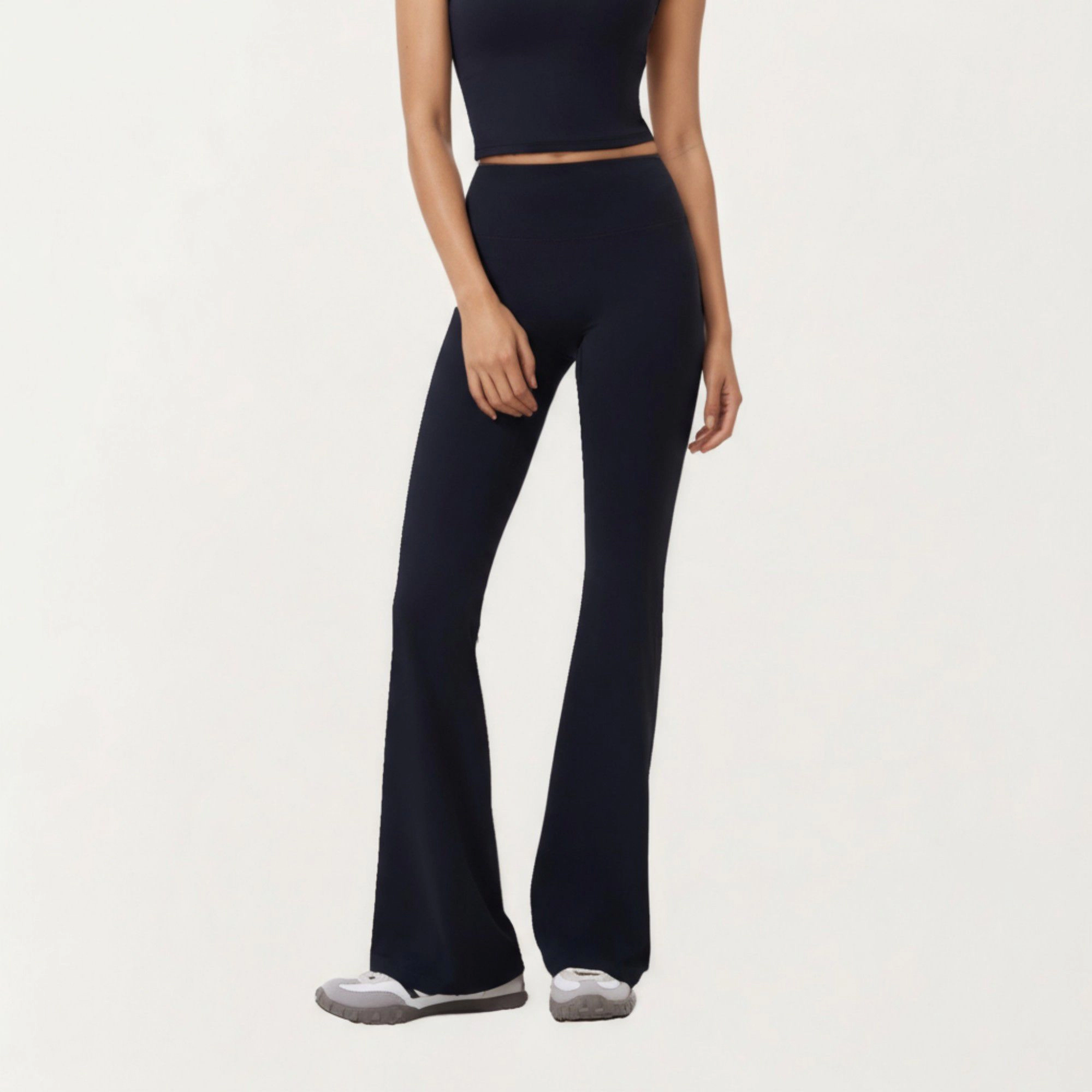 Anna-Kaci Women's High-Waist Flare Sweatpants with Seamless Stretch Fit