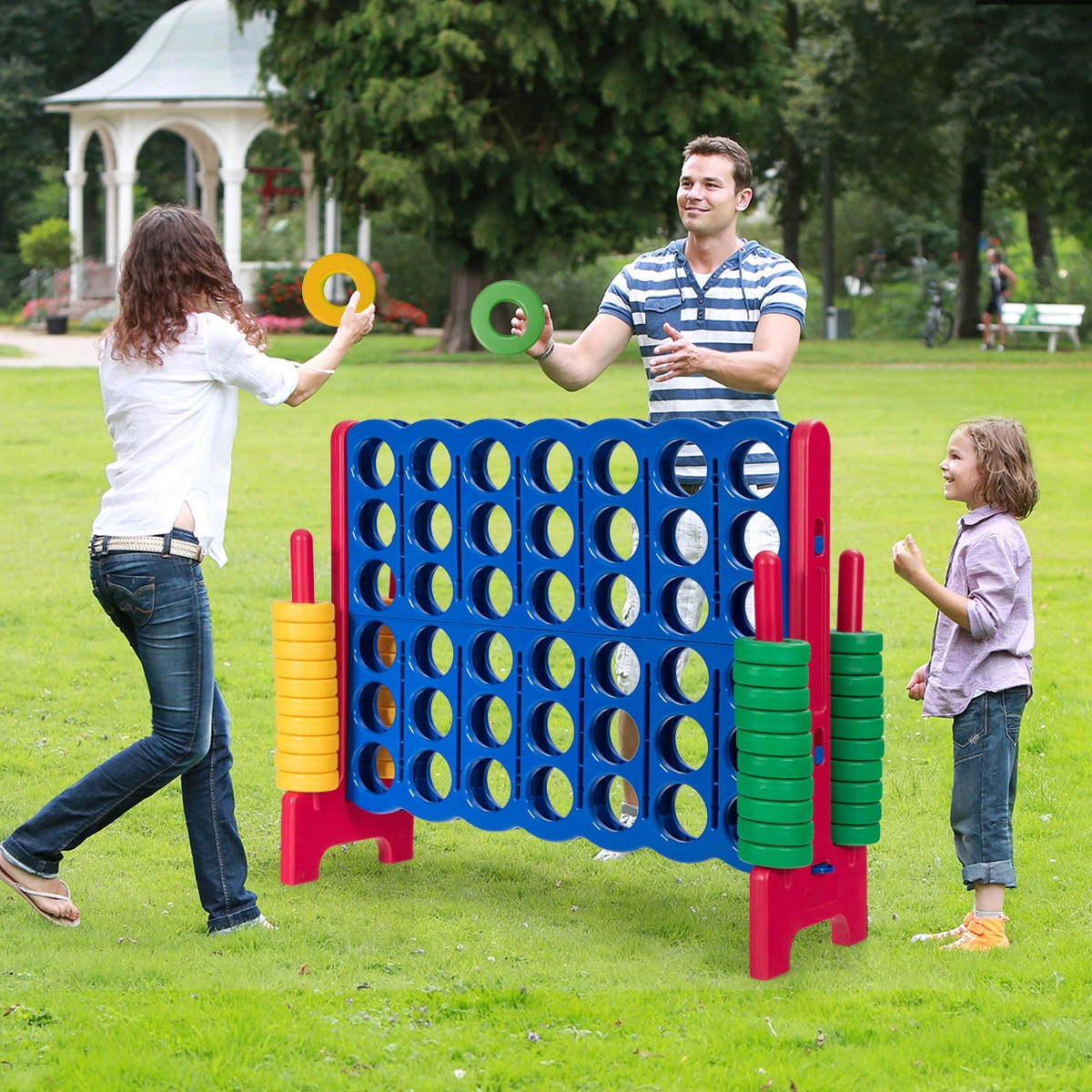 SUGIFT Red Jumbo 4-to-Score Giant Game Set with 42 Rings and Quick-Release Slider 47.5-in W 17-in D 41-in H