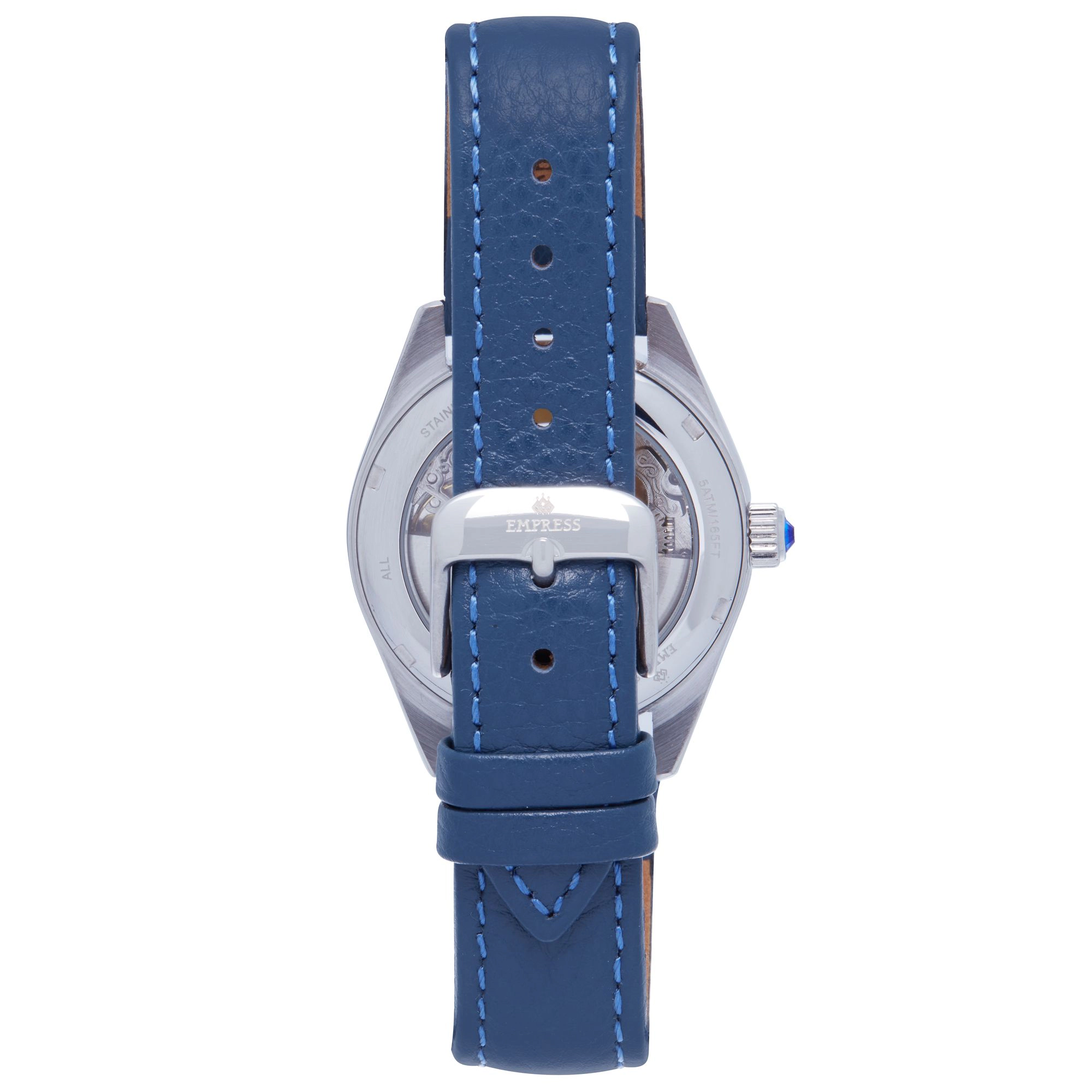 Empress Magnolia Automatic MOP Skeleton Dial Leather-Band Watch