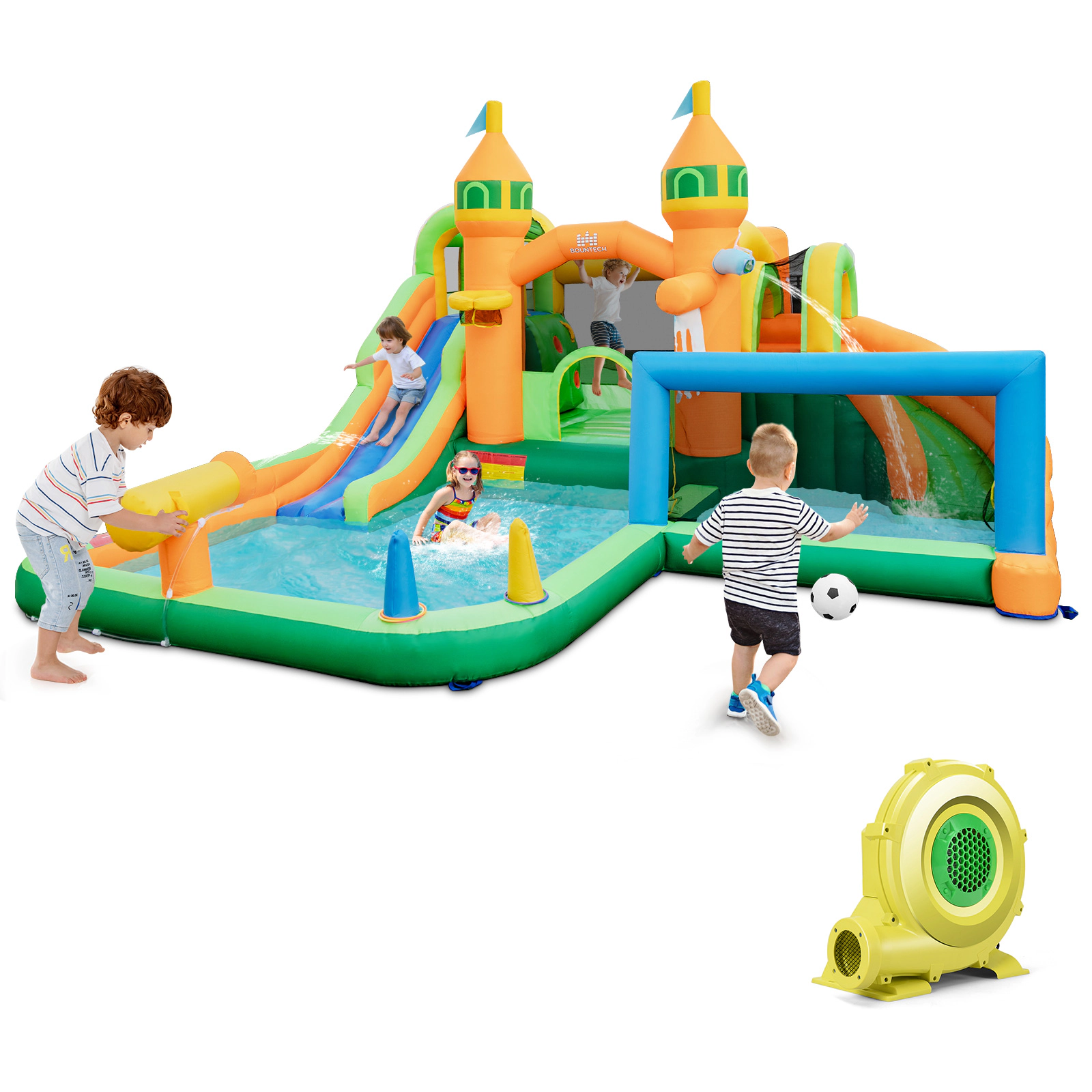 Hivvago Kids Inflatable Water Slide for Yard Lawn with 735W Blower