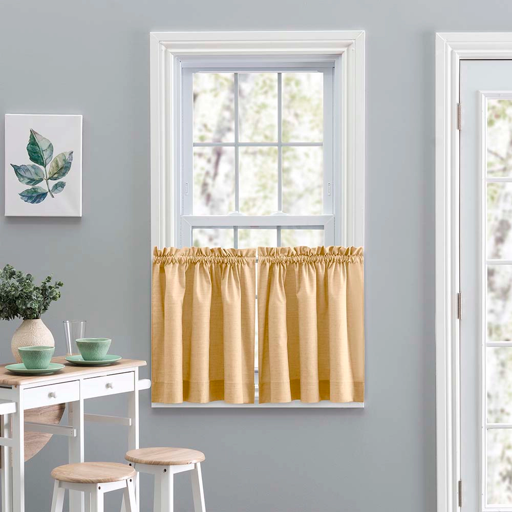 Ellis Curtain Lisa Solid Color Poly Cotton Duck Fabric Tailo Tier