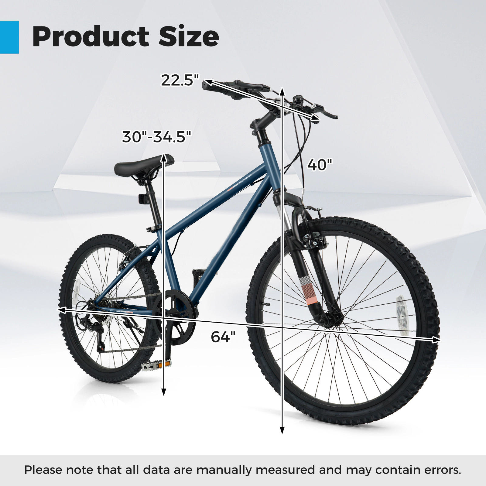SUGIFT 6-Speed Kids Mountain Bike 24-in Wheel 110-lb Capacity Ages 8+ Navy Bicycle with Front Suspension and V-Brakes