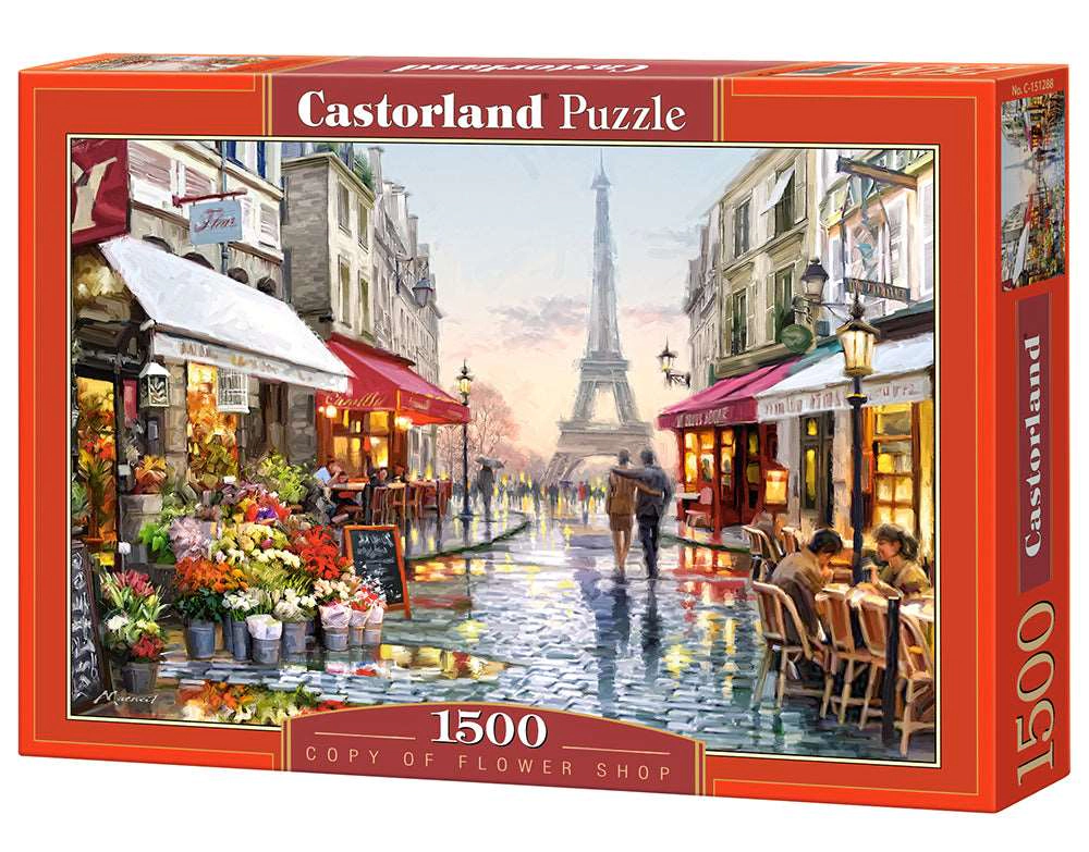 CASTORLAND 1500 Piece Jigsaw Puzzles, Flower Shop, Street of Paris, France, Eiffel Tower, Adult Puzzles, C-151288-2