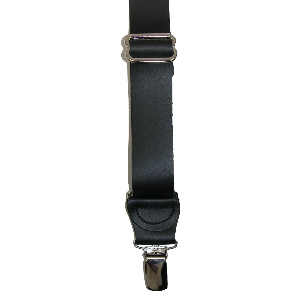 CTM Men's Coated Leather Clip-End 1 Inch Suspenders