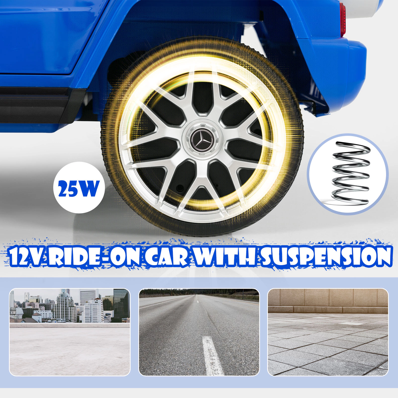 SUGIFT Kids Navy 12V SUV Ride On Car with Remote and Detachable Bumper 41.5-in W 21.5-in H 66-lb Seat Capacity