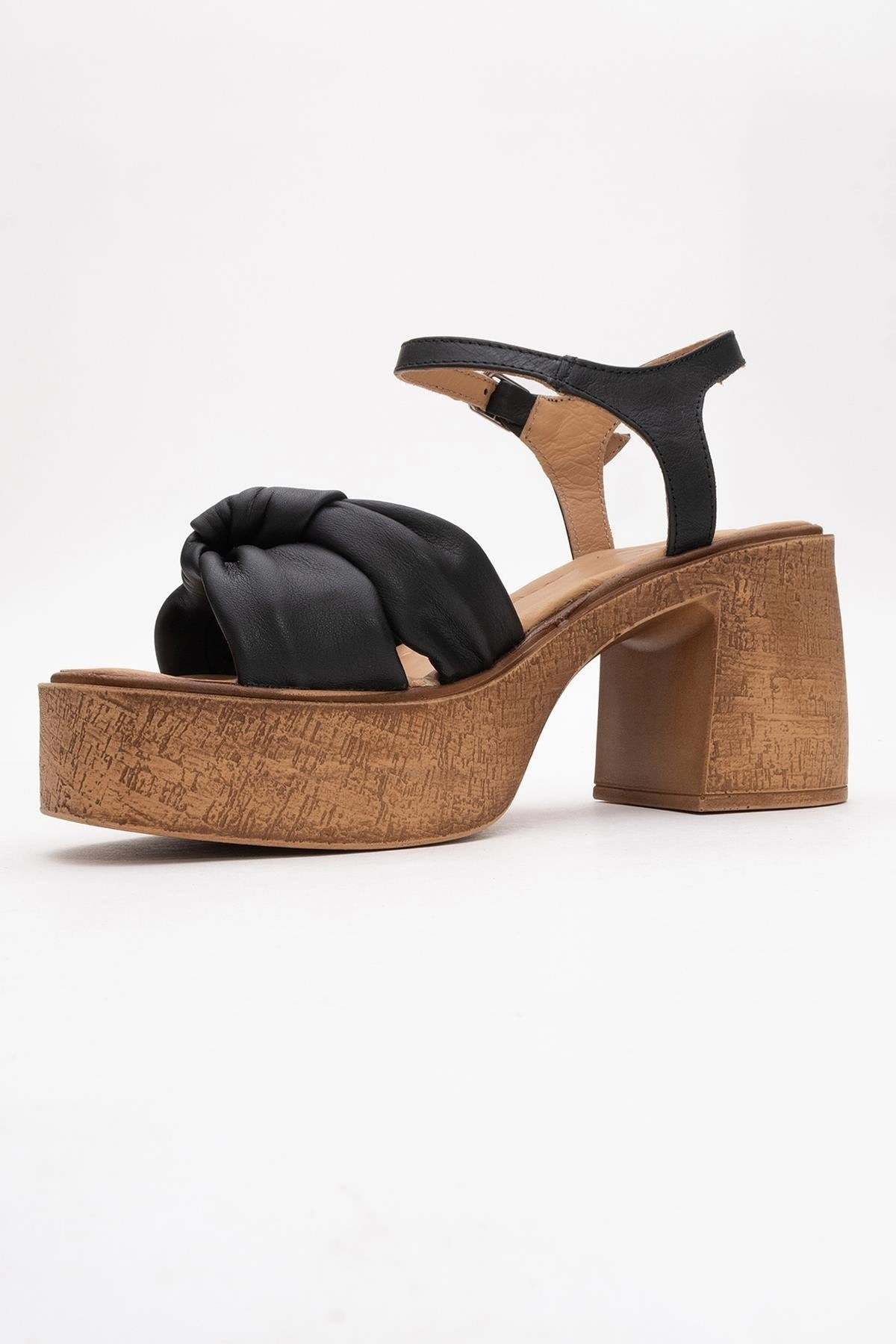 Forever & Always Womens Tily Platform Wedge Leather Sandal