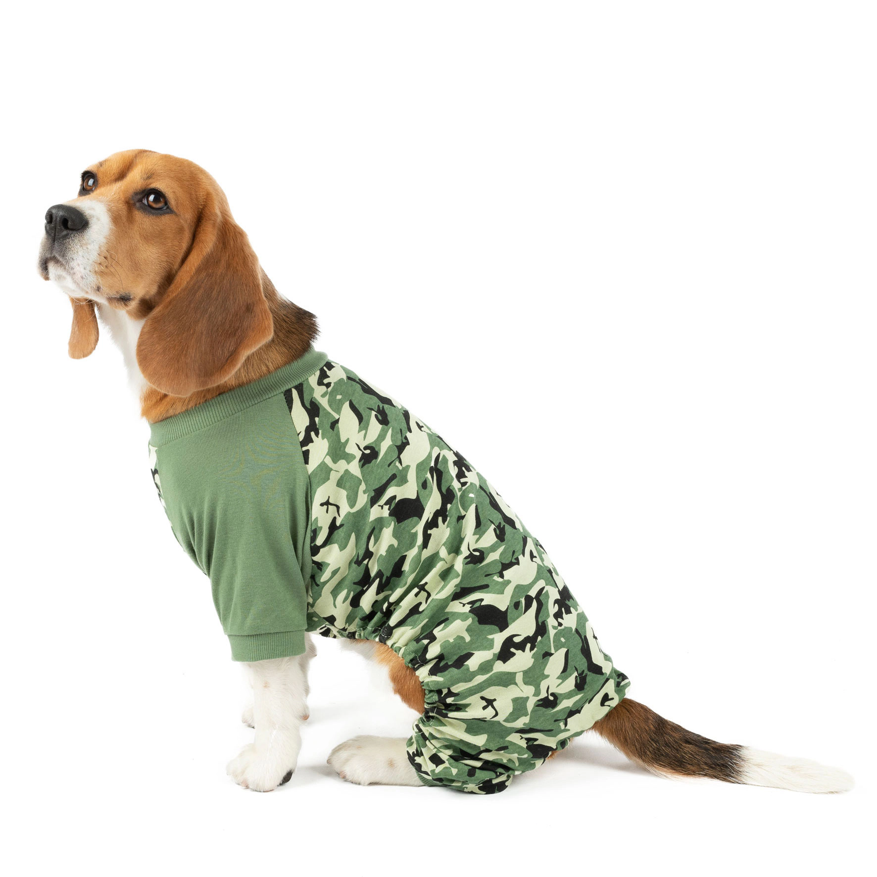 Leveret Dog Cotton Green Camouflage Pajamas