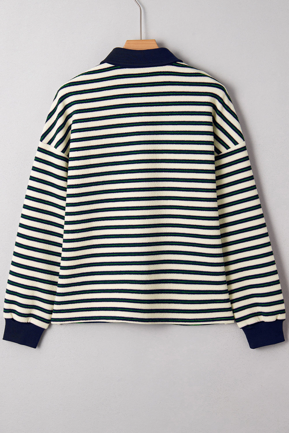 Threaded Pear Women's Louisa Contrast Collar Zip Long Sleeve Top