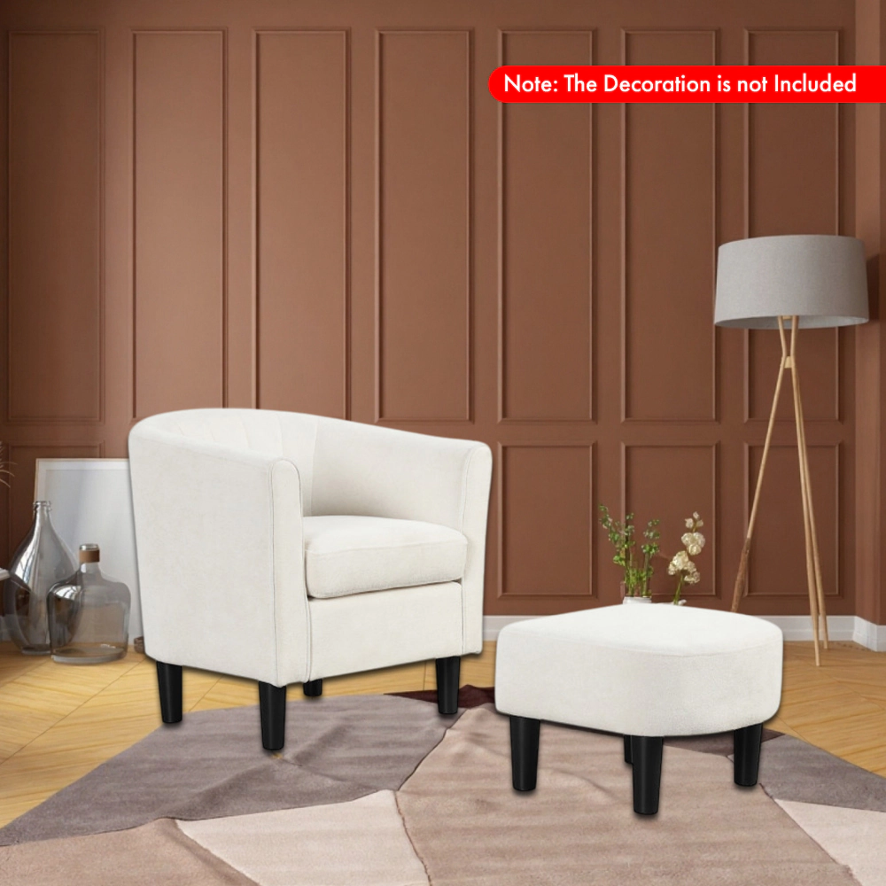 Hivvago Teddy Fabric Armchair with Matching Footrest