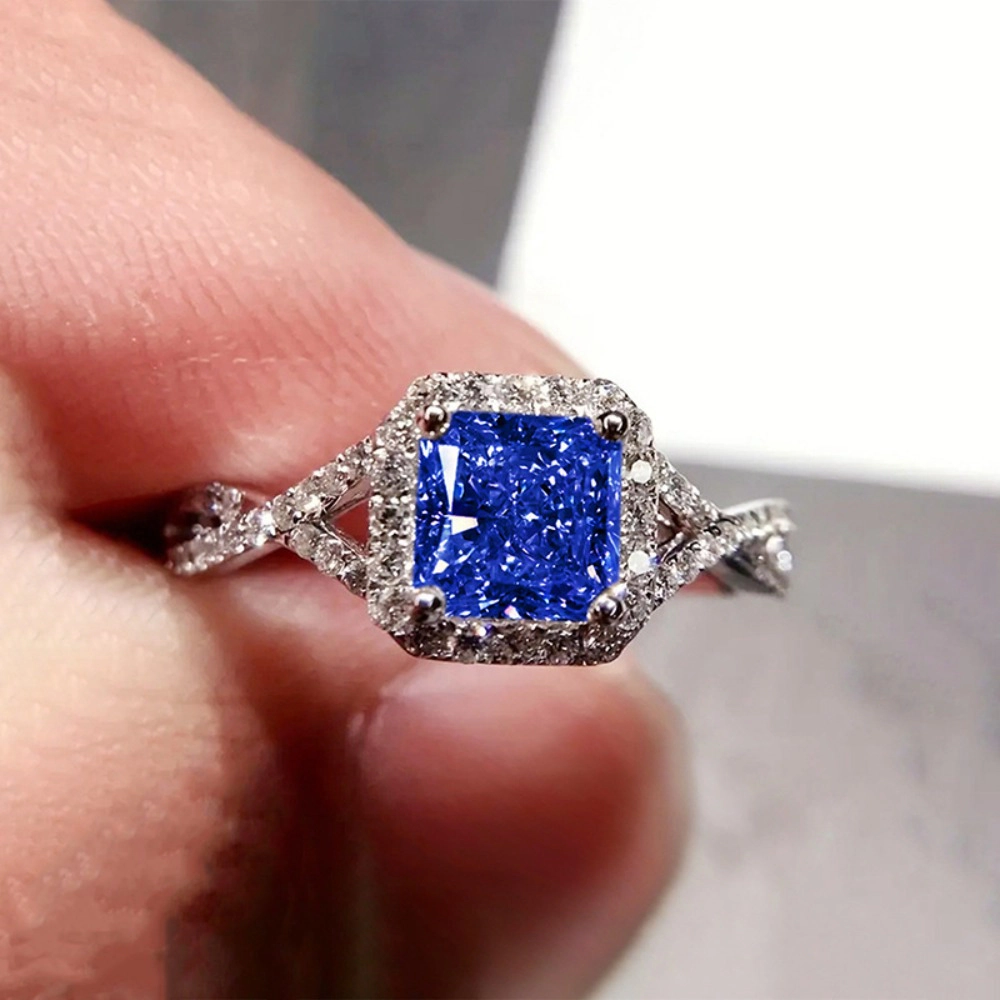 Elegant Rhinestone Decorated Copper Promise Ring