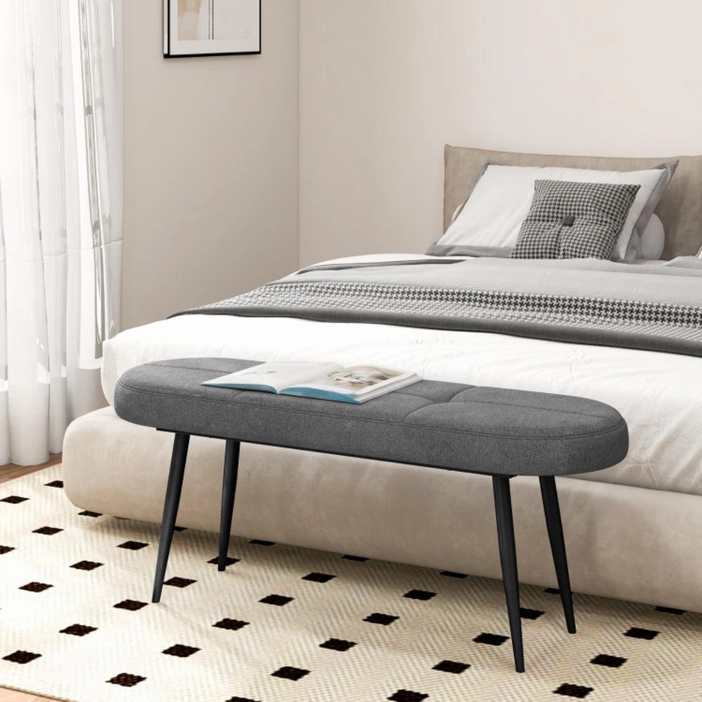 Hivvago 47 Inch Upholstered Entryway Bench with Heavy-duty Metal Frame